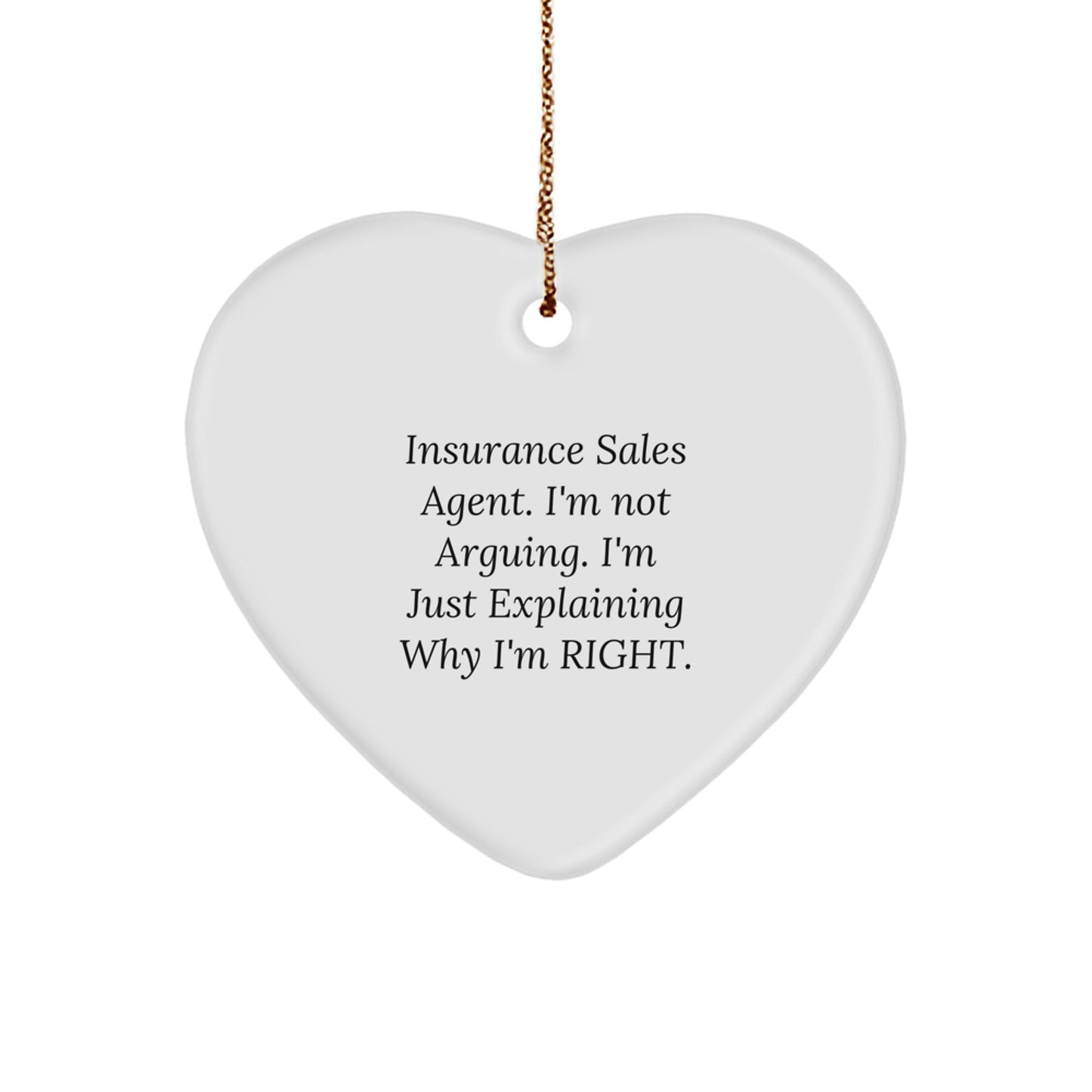 Insurance Sales Agent Heart Ornament, Funny Holiday Gift from Friends, Gifts for Insurance Sales Agent - Image 1