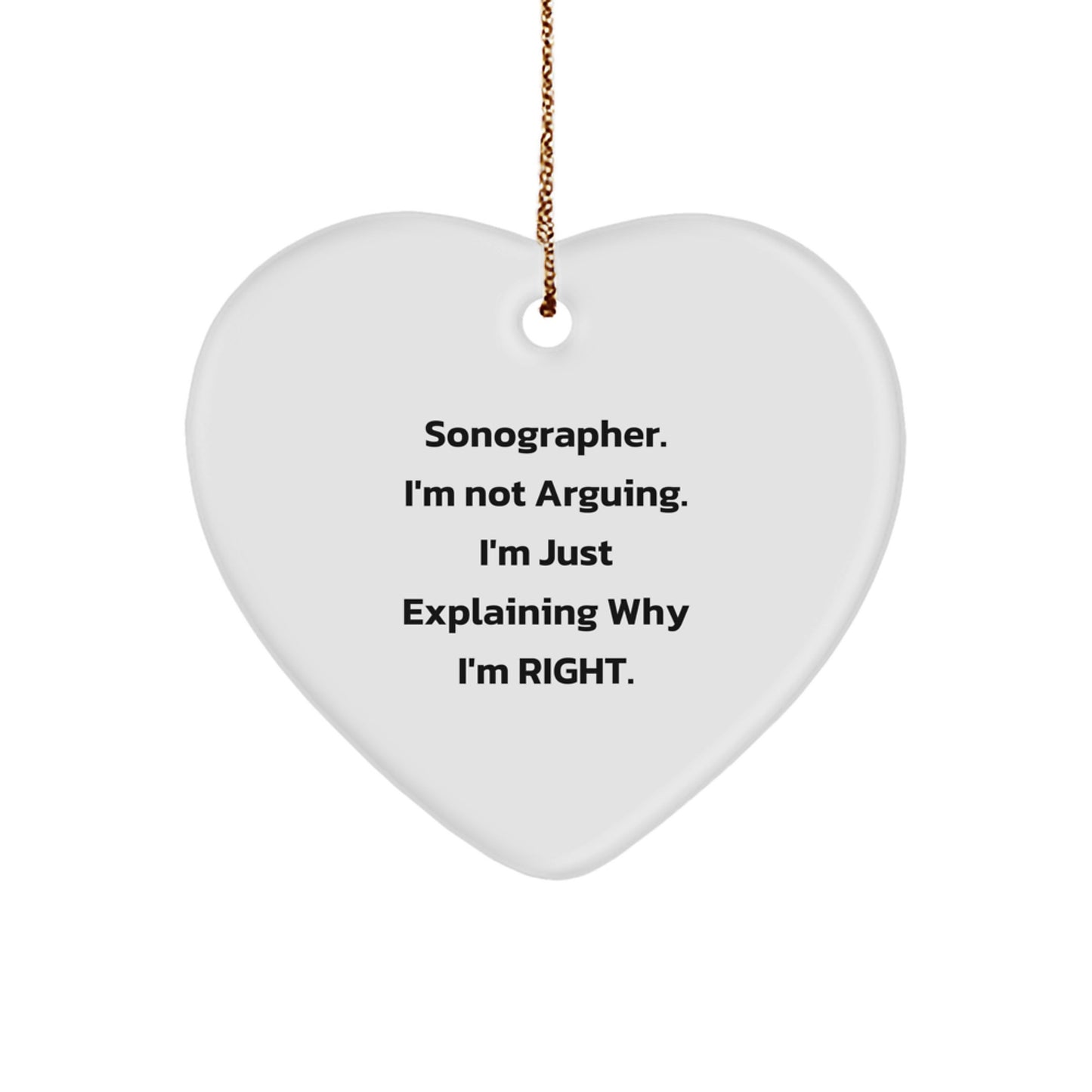 Sonographer Gifts from Friends, Heart Ornament with Funny Quote, Christmas Memorable Present for Sonographer - Image 1