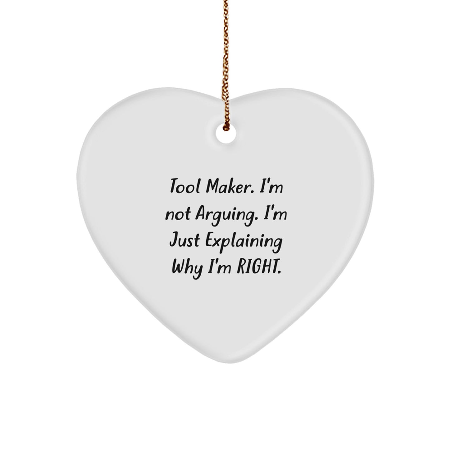 Tool Maker Heart Ornament, Funny Quote Gifts from Men to Tool Makers, Christmas Unique Gifts - Image 1