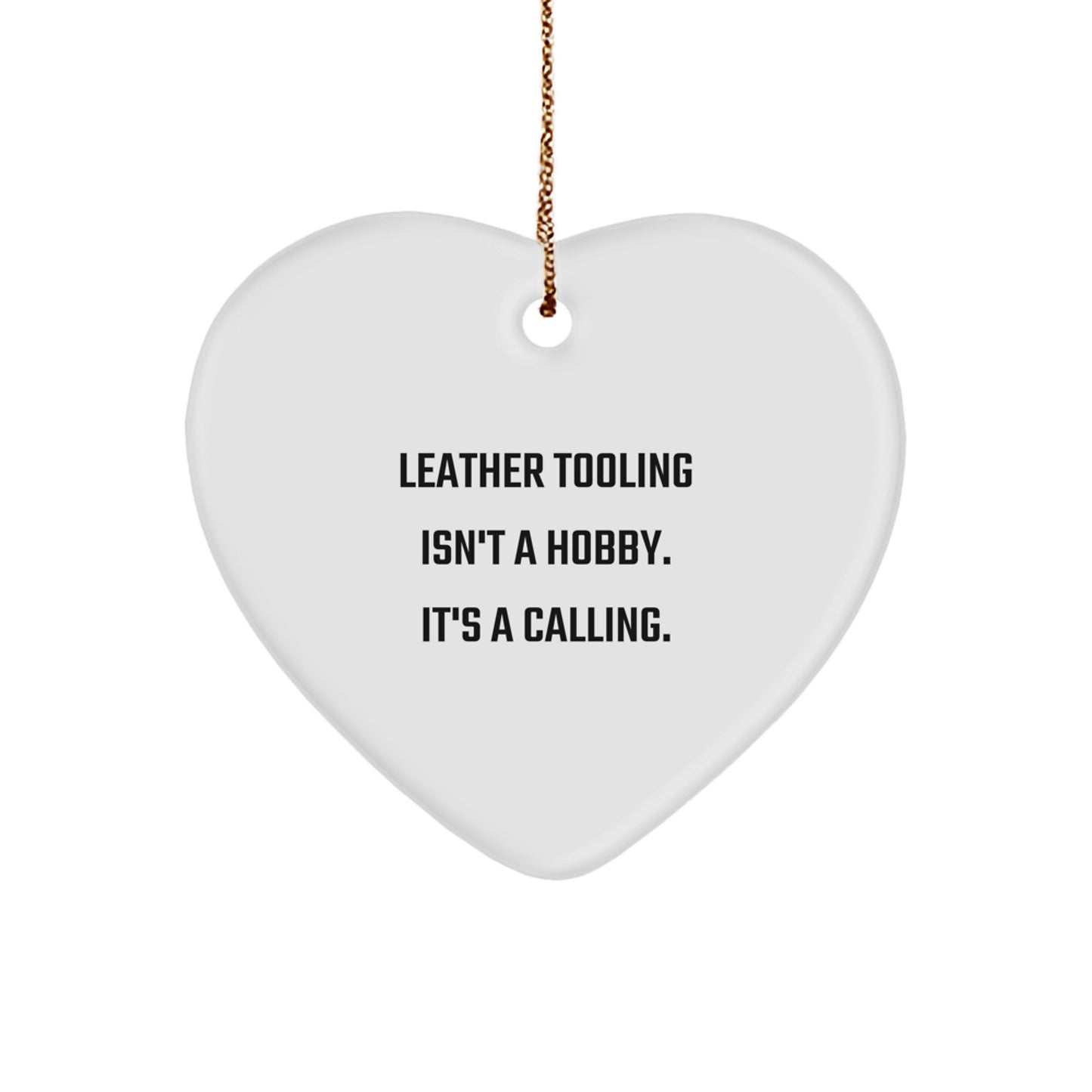 Leather Tooling Heart Ornament Gifts for Men, Funny Quote, Christmas Unique Gifts from Family - Image 1