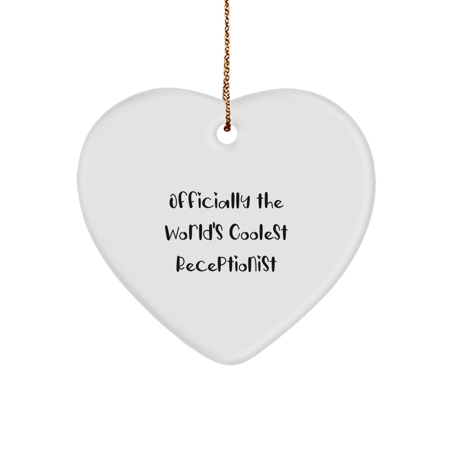 Funny Gifts from Friends to the World's Coolest Receptionist Heart Ornament - Christmas Unique Presents for Office Receptionists - Image 1