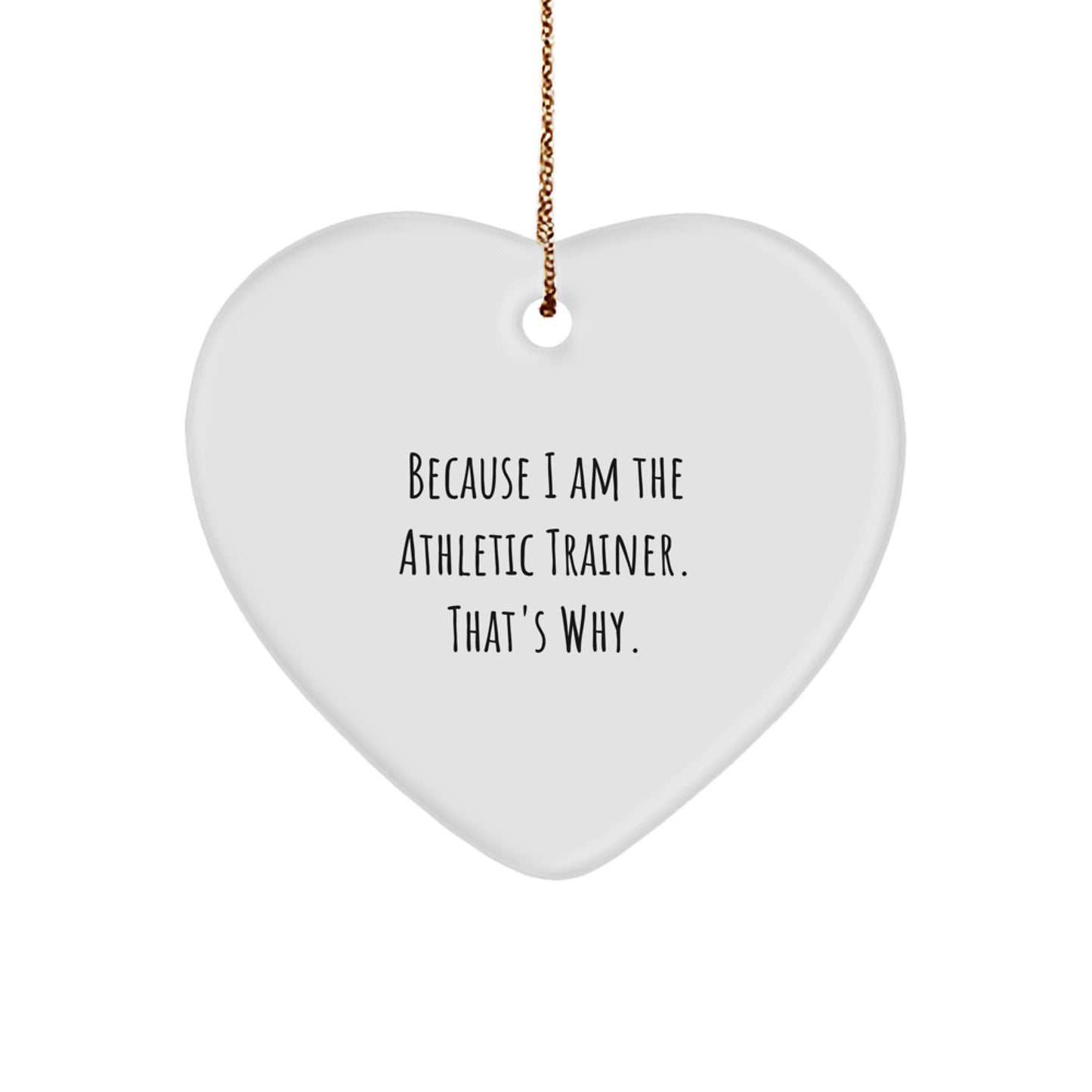 Funny Athletic Trainer Heart Ornament Gifts from Men to Women Friends Coworkers Family, Because 'I Am The Athletic Trainer, That's Why!' Christmas Unique Decorations - Image 1