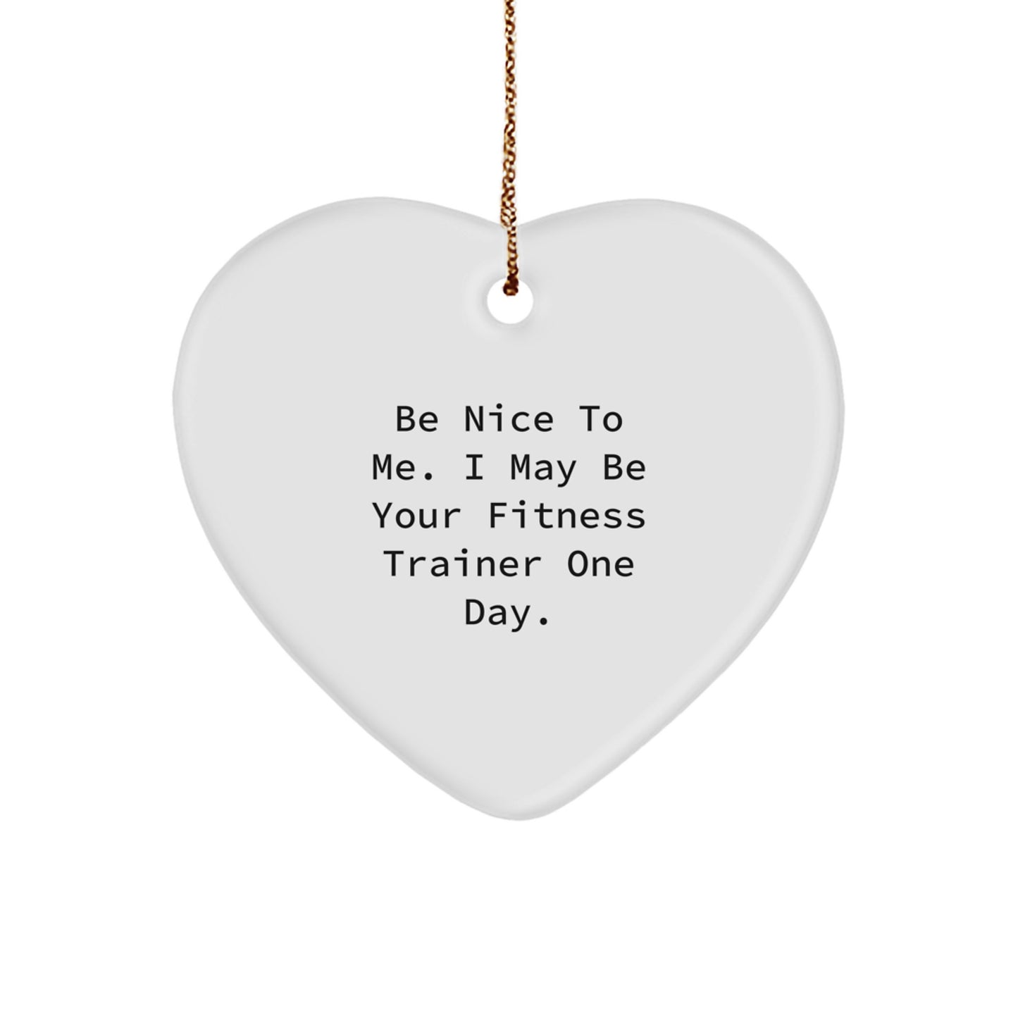 Funny Fitness Trainer Heart Ornament Gift from Friends, Gifts for Fitness Trainers, Be Nice to Me Christmas Unique Gifts - Image 1