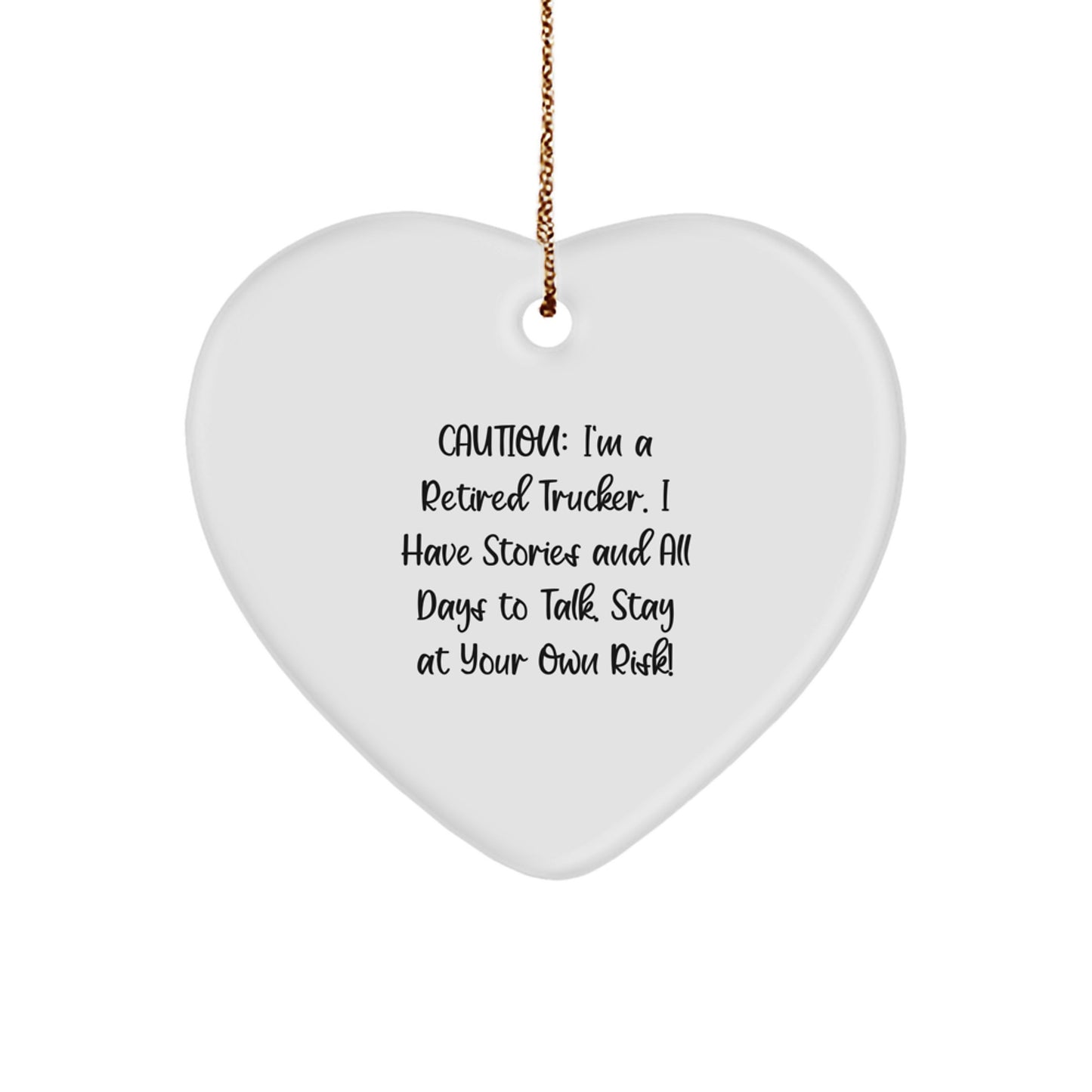 Funny Trucker Gifts from Friends - Retired Trucker Heart Ornament for Men, Christmas Unique Ornament for Trucker Lovers, Trucker Heart Decoration - Image 1