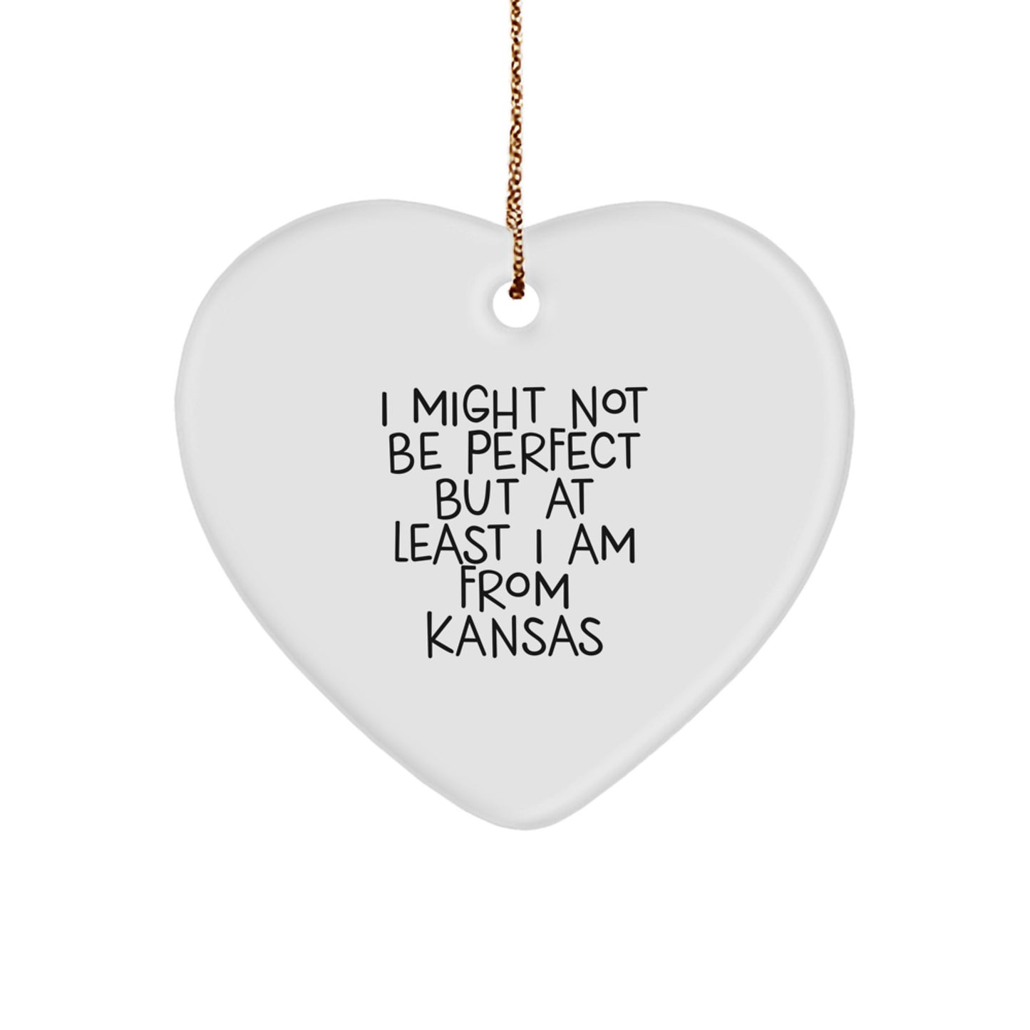 Kansas Heart Ornament, Funny Quote Gifts from Kansas for Men Women Friends Family at Christmas Unique Decorations - Image 1