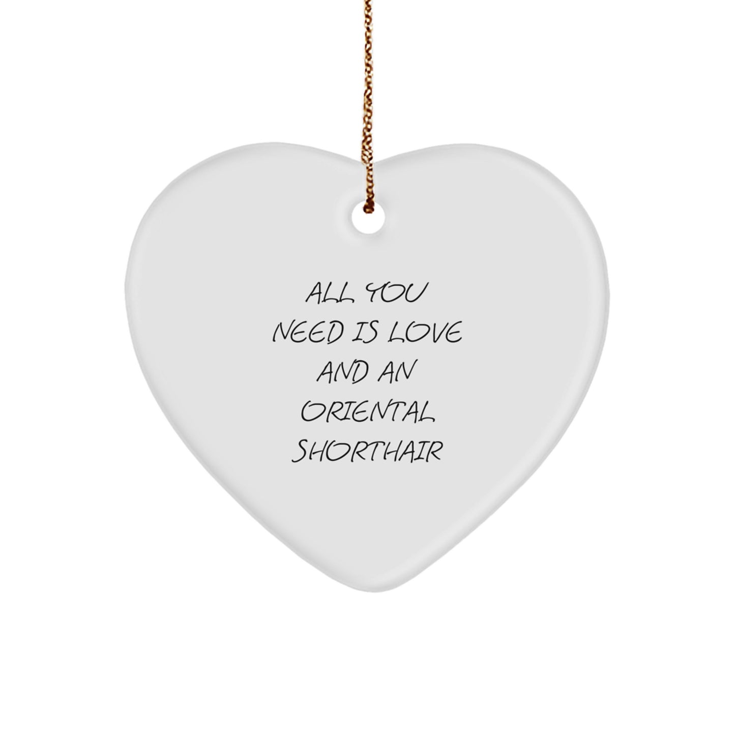 Funny Oriental Shorthair Cat Lover Gifts from Friends, Heart Ornament for Christmas Unique Presents for Women Men Family - Image 1