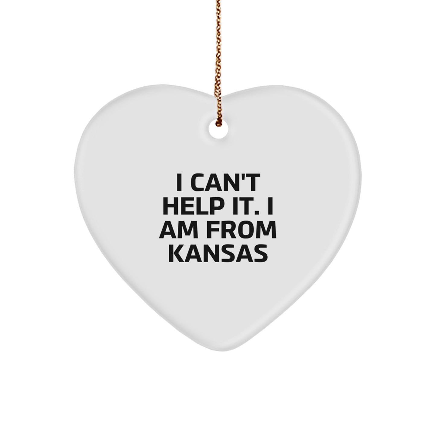 Funny Kansas Heart Ornament Gifts from Kansas for Kansas Men and Women, Unique Christmas Unique Gifts from Kansas - Image 1