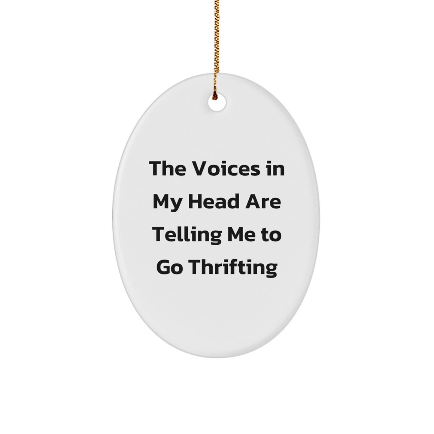 Funny Thrifting Gifts from Family for Thrifting Enthusiasts, Oval Ornament, Christmas Unique Finds - Image 1