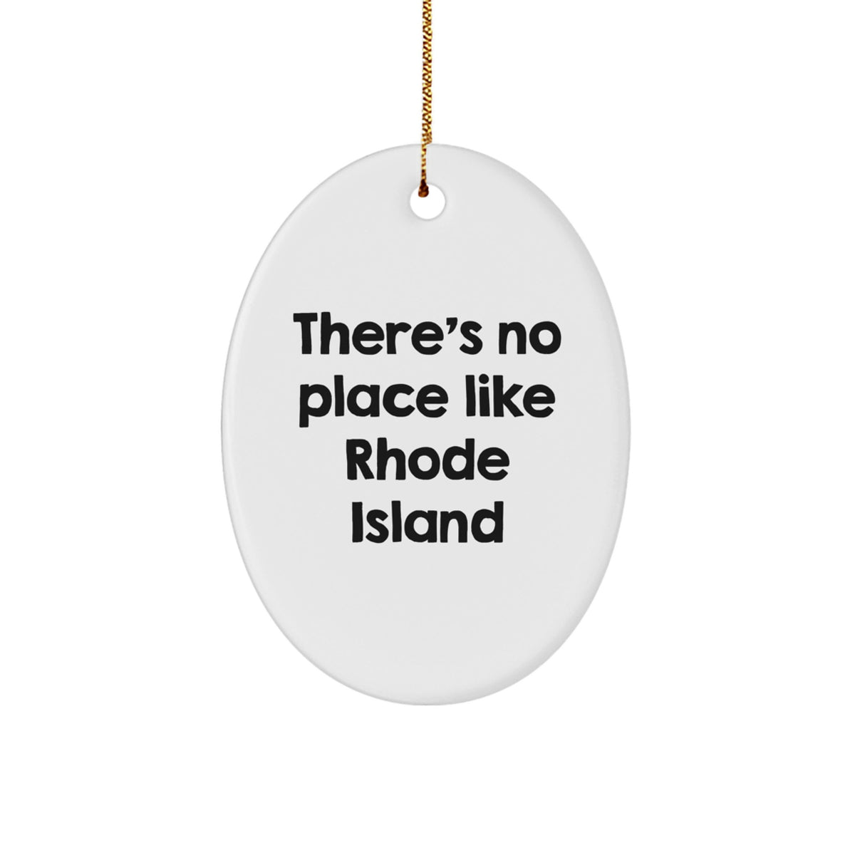 White Oval Christmas Ornament Gift for Coworkers – Rhode Island Idea - Image 1