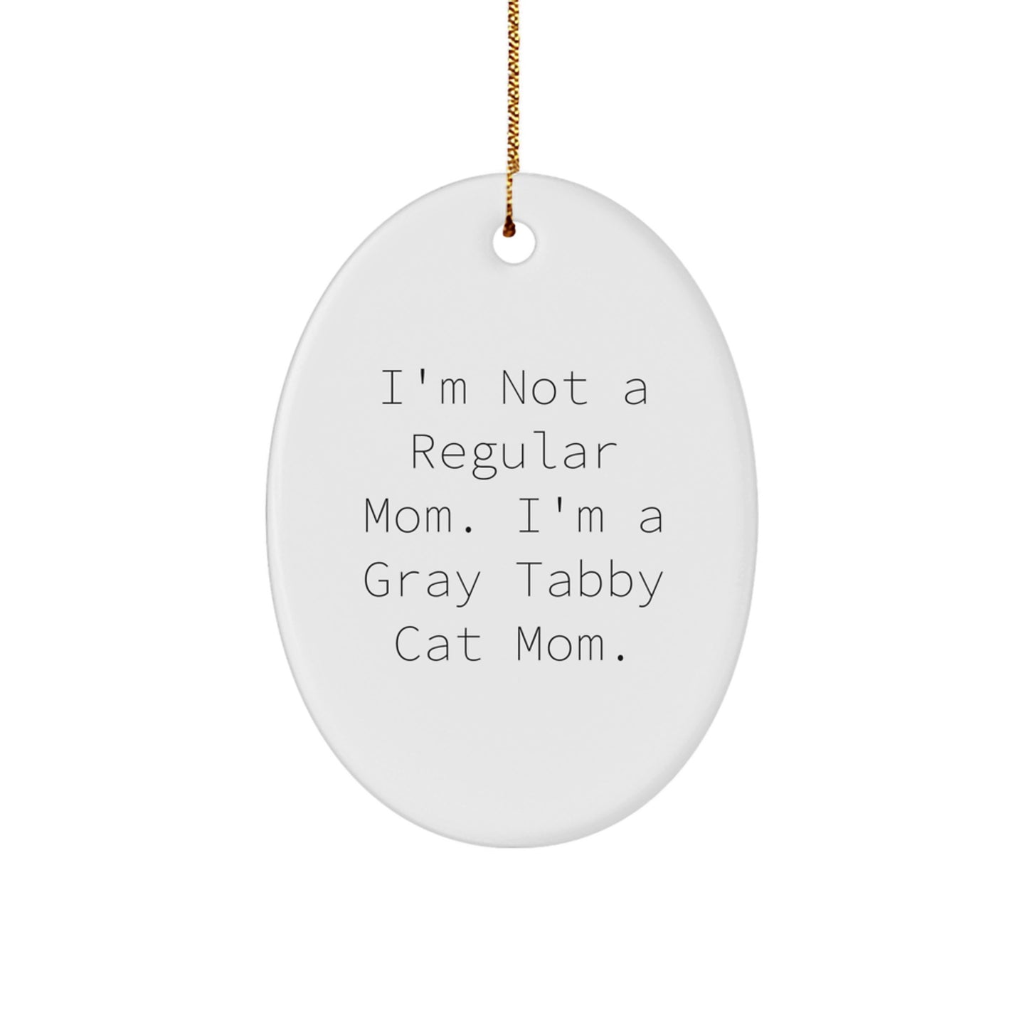 Gray Tabby Cat Mom Oval Ornament Gifts from Family Friends Men Women Coworkers for Gray Tabby Cat Lovers Christmas Unique Gifts - Image 1