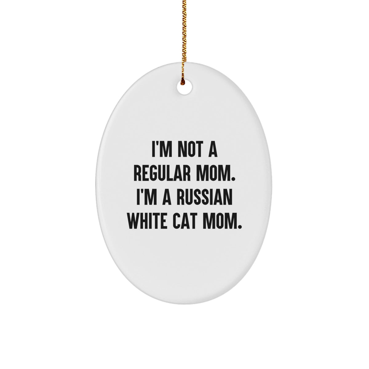 Russian White Cat Mom Keepsake Festive Christmas Unique Gift for Him Oval - Image 1