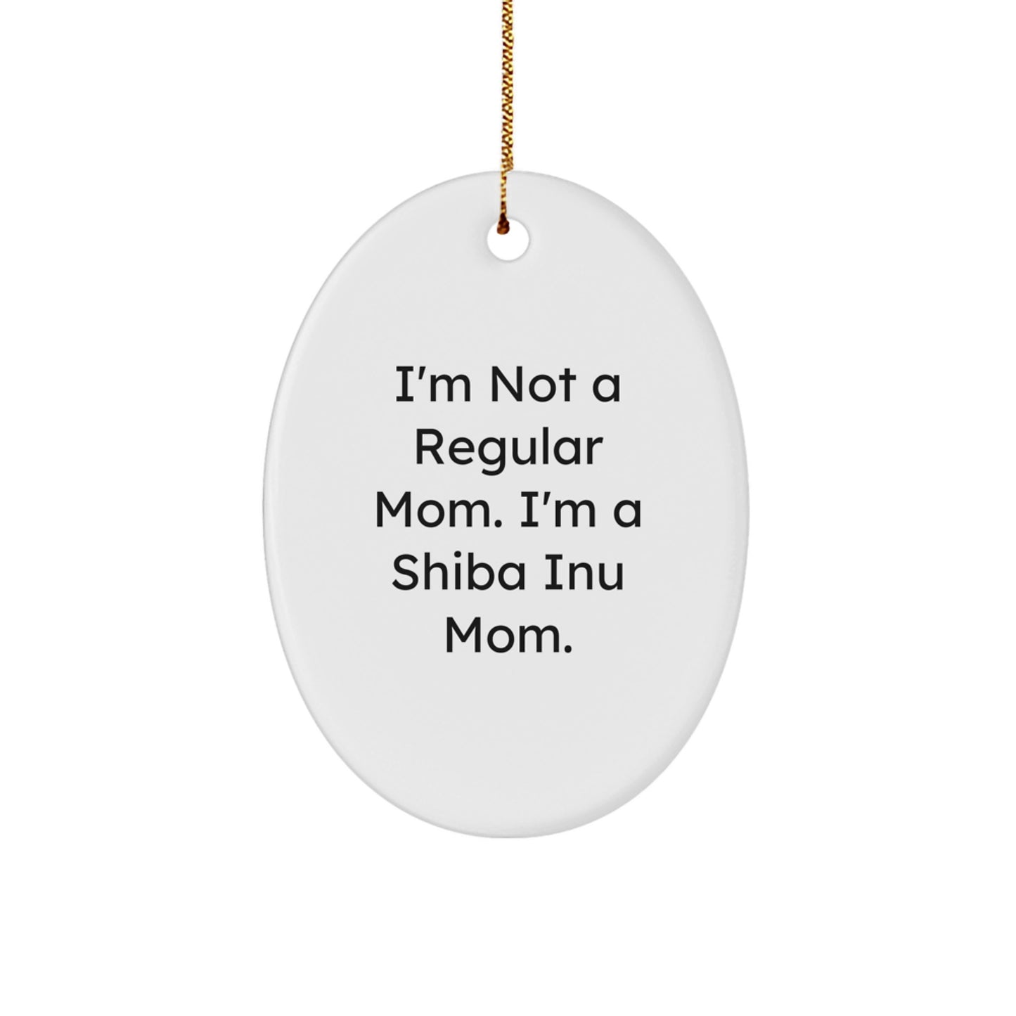 Christmas Unique Gift for Her Shiba Inu Mom Oval Ornament Present White - Image 1