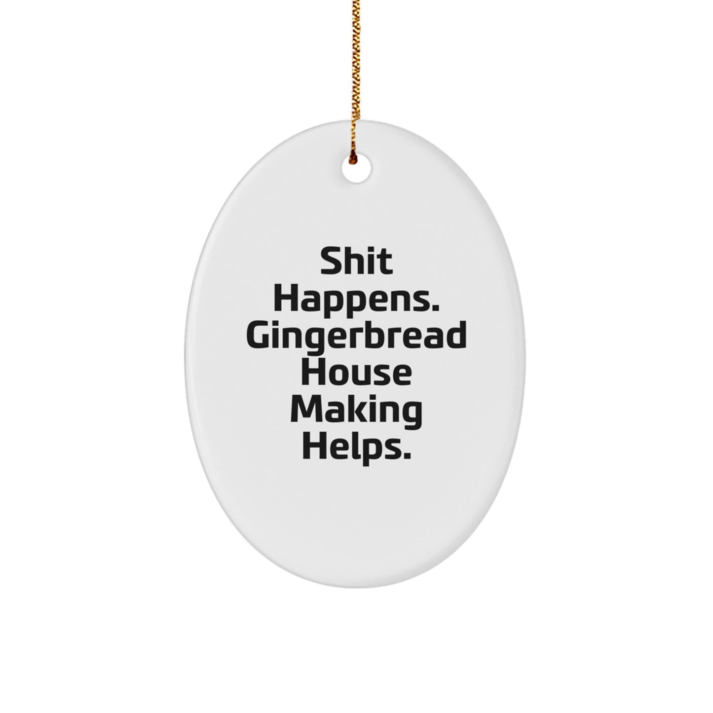 Gingerbread House Making Keepsake Oval Ornament for Him Christmas Gift - Image 1