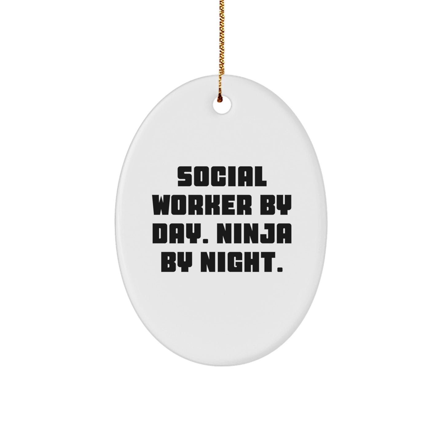Social Worker Christmas Unique Gifts from Friends Unique Oval Ornament Ninja by Night - Image 1