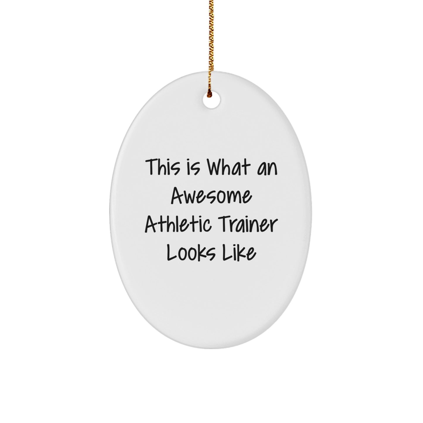 Funny Athletic Trainer Gifts from Friends - This Is What An Awesome Athletic Trainer Looks Like Oval Ornament, White Color, for Christmas Unique Gifts - Image 1