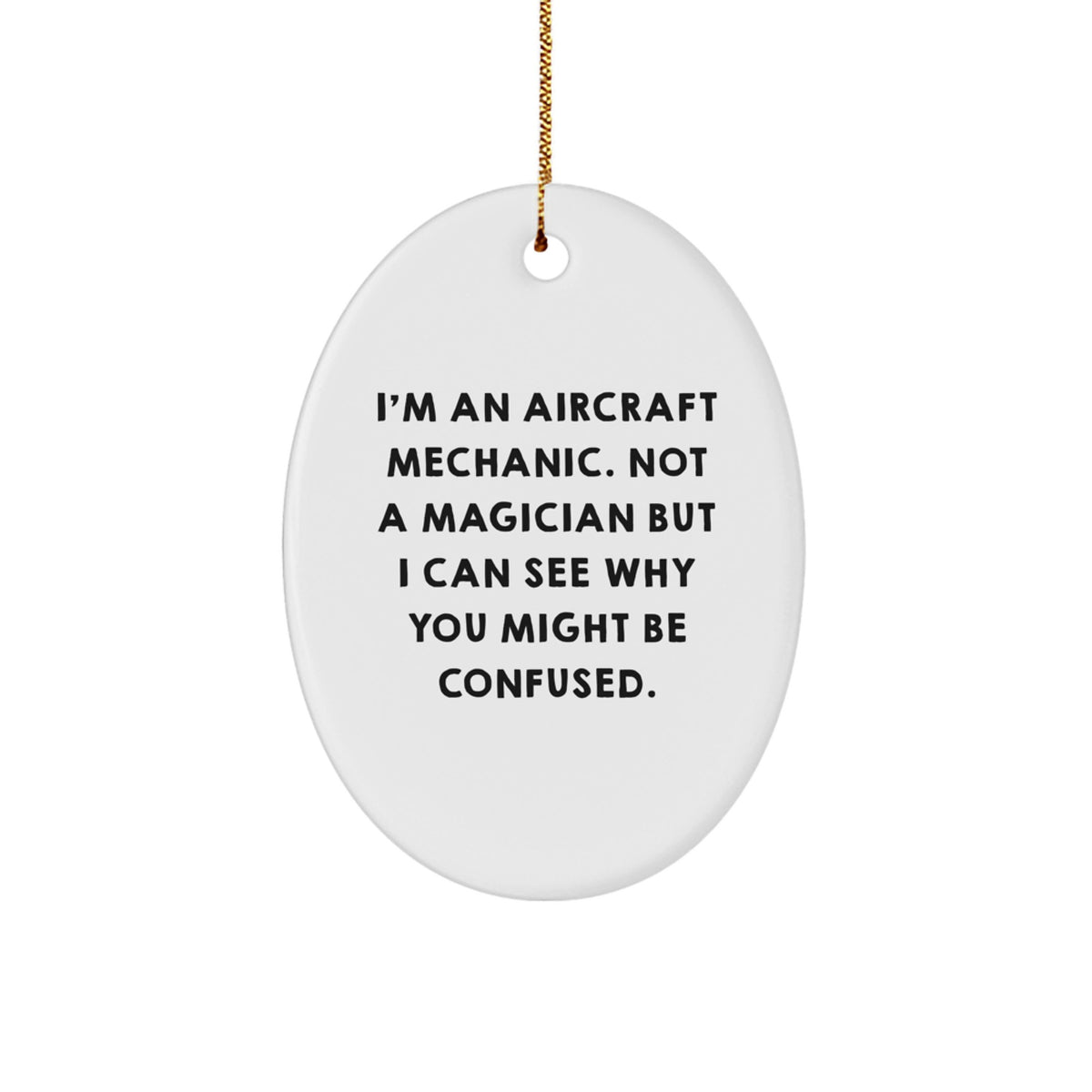 Christmas Unique Gift for Her Aircraft Mechanic Oval Ornament Present - Image 1