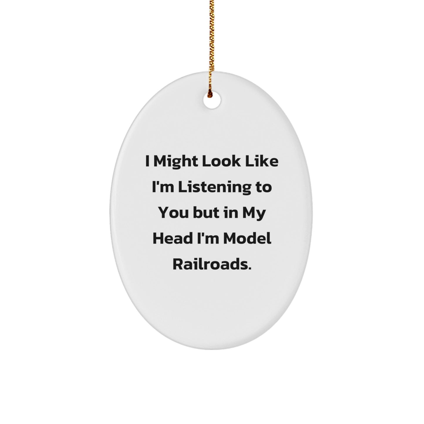 Funny Model Railroads Oval Ornament Gifts from Friends to Family - Image 1