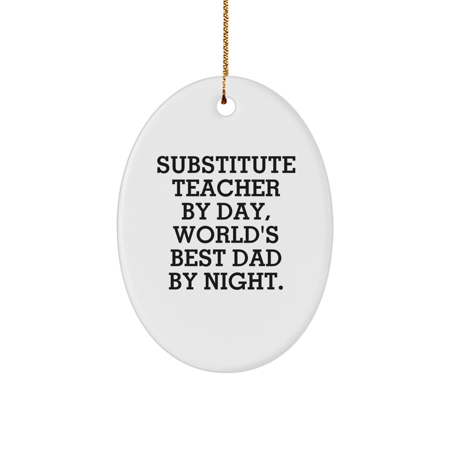 Christmas Gift for Her Substitute Teacher Oval Ornament Present - Image 1