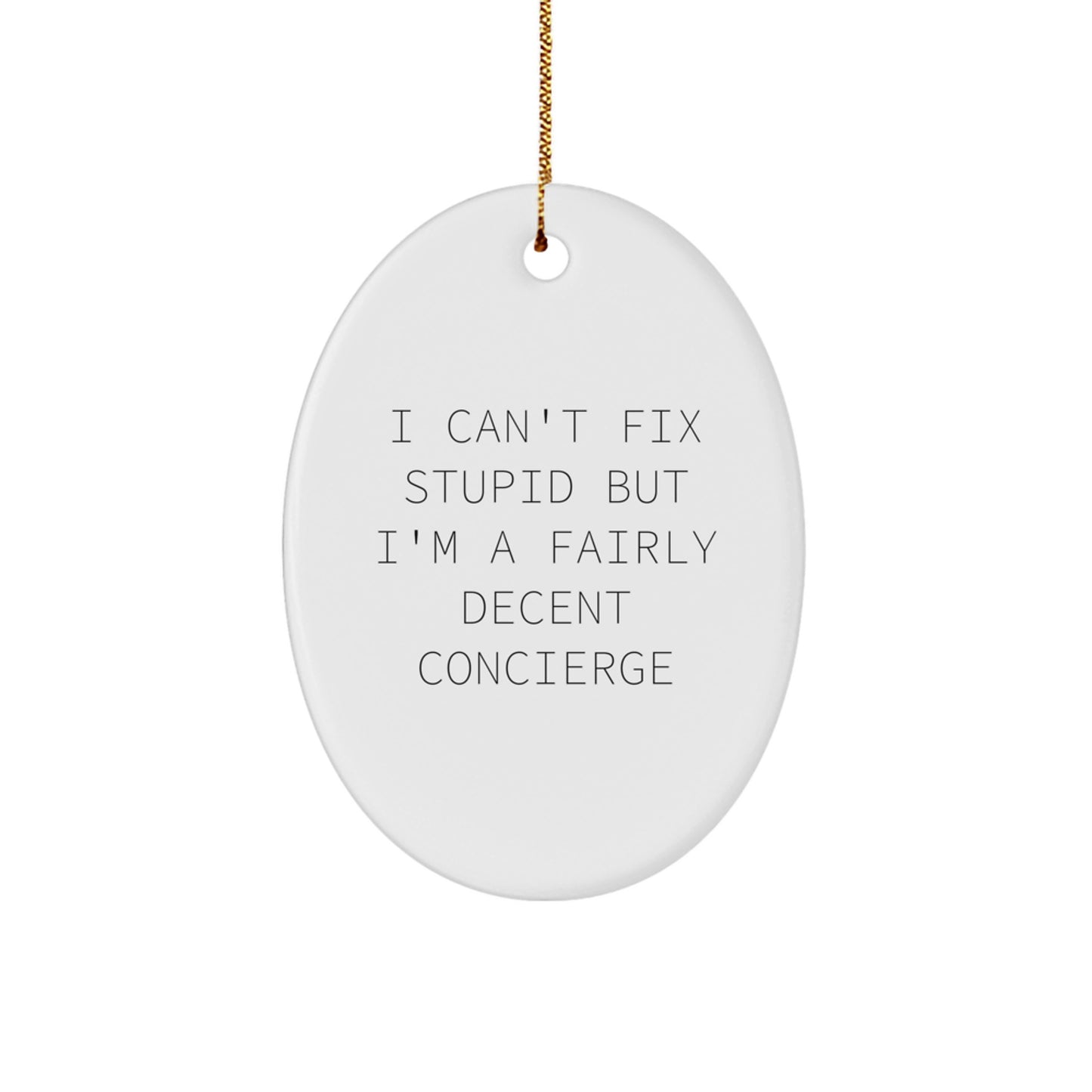 Concierge Christmas Ornament Gift for Family - I Can't Fix Stupid - Image 1
