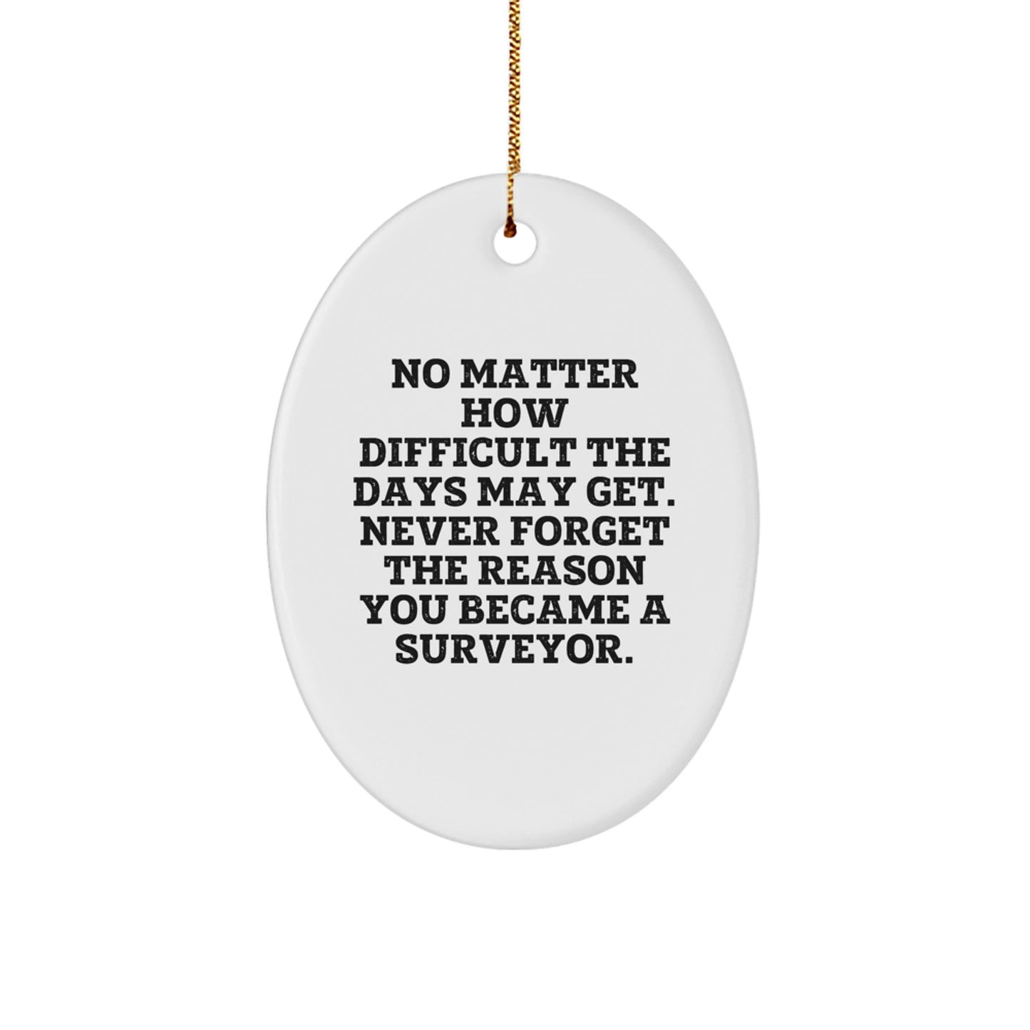 Funny Surveyor Oval Ornament Gifts for Men Women Friends Family from Friends - Never Forget Your Passion - White Oval Shaped Christmas Unique Gifts - Image 1