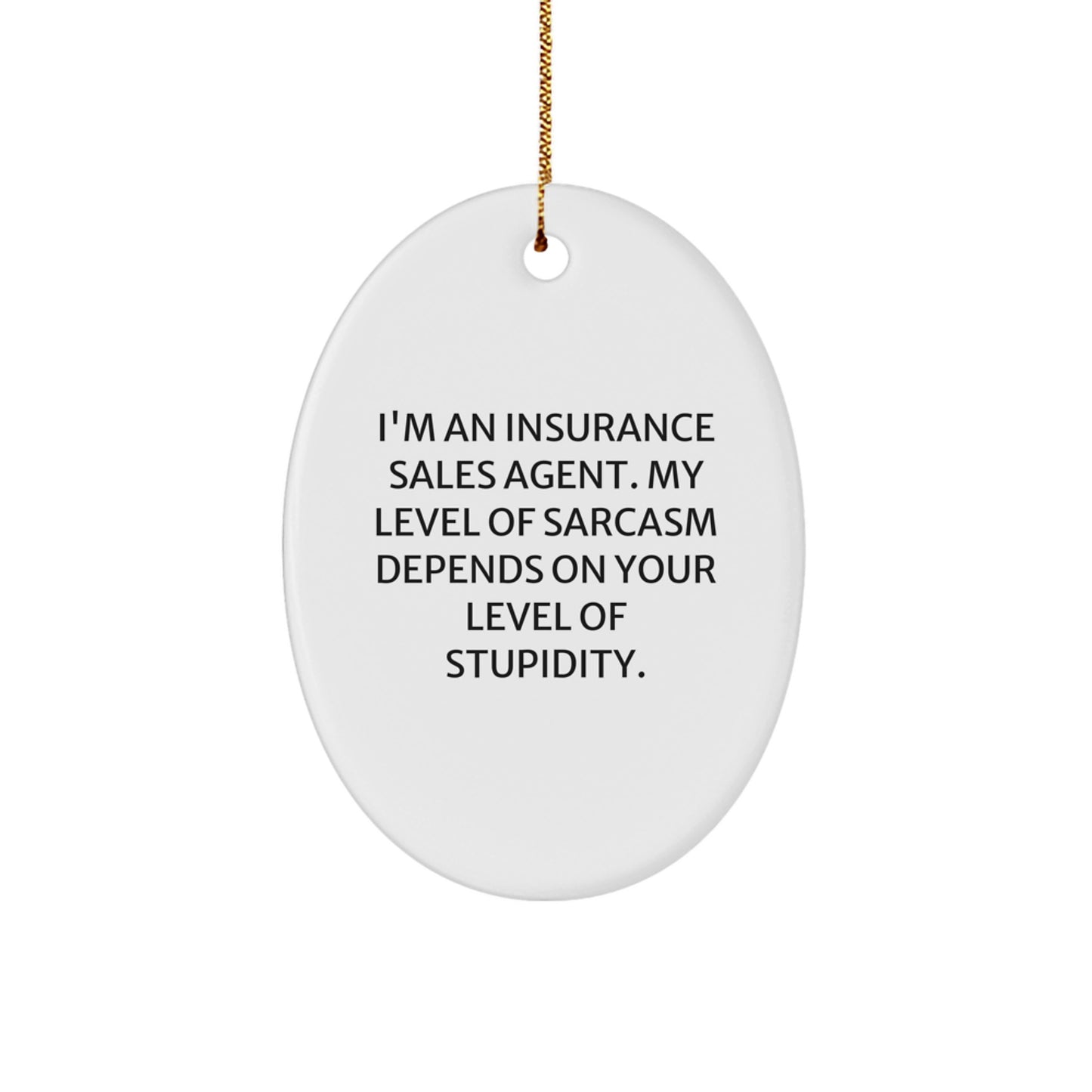 Funny Sarcasm Insurance Sales Agent Gifts for Men, Oval Ornament Christmas Unique Presents from Friends, Coworkers, Family - Image 1