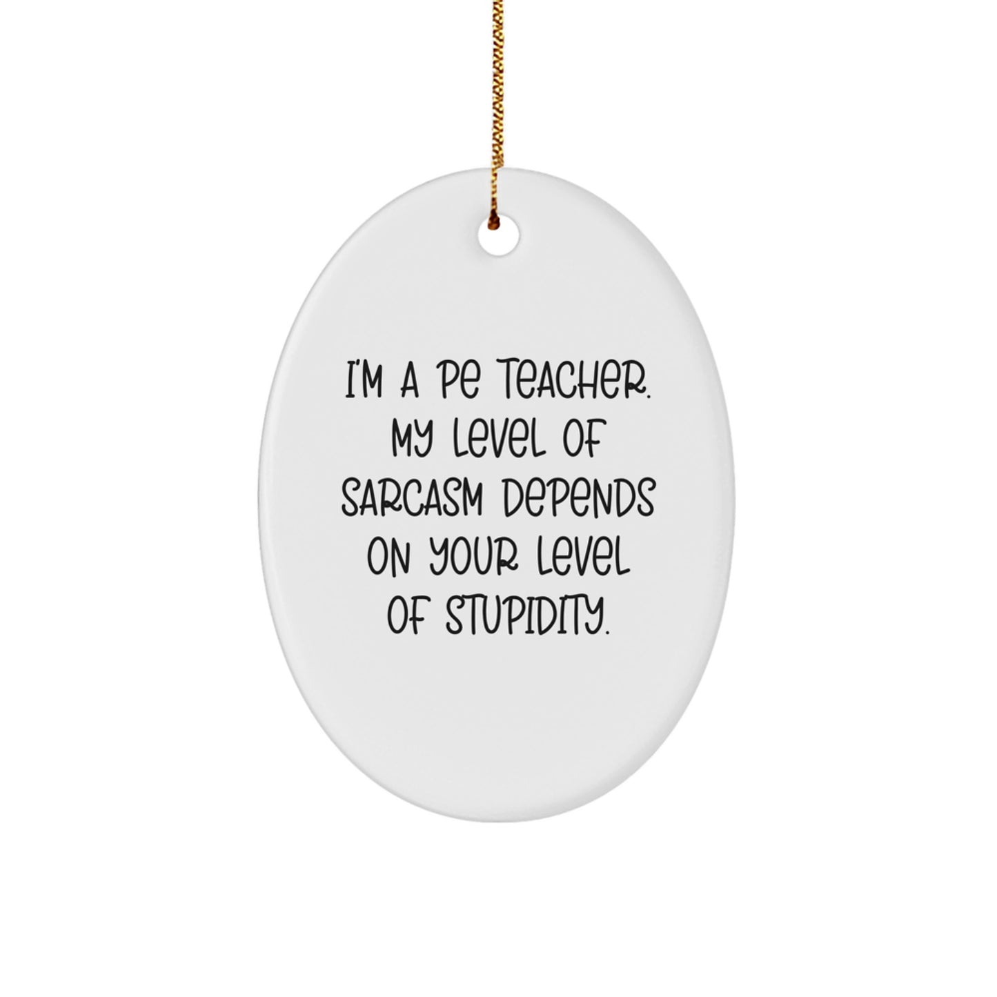 Funny PE Teacher Oval Ornament, Unique Christmas Unique Gifts from Friends or Family with Sarcasm Humor, Decorative Oval Shaped Ornament for PE Teacher - Image 1