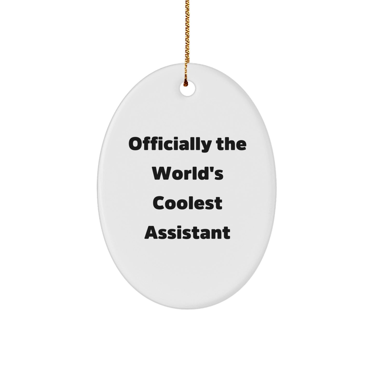 Funny 'Officially The World's Coolest Assistant' Oval Ornament Gifts from Friends, Coworkers, and Family for Christmas - Image 1