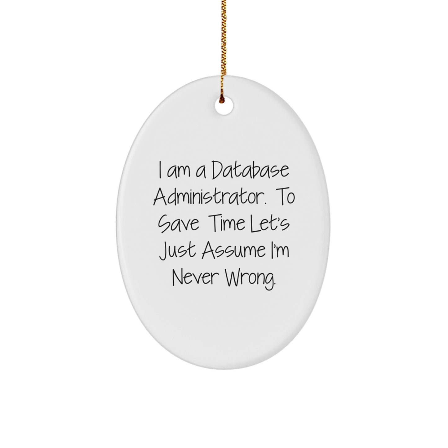 Christmas Unique Gifts for Database Administrator Friends - Funny Oval Ornament from Coworkers, Men, Women, Family or Friends - Image 1