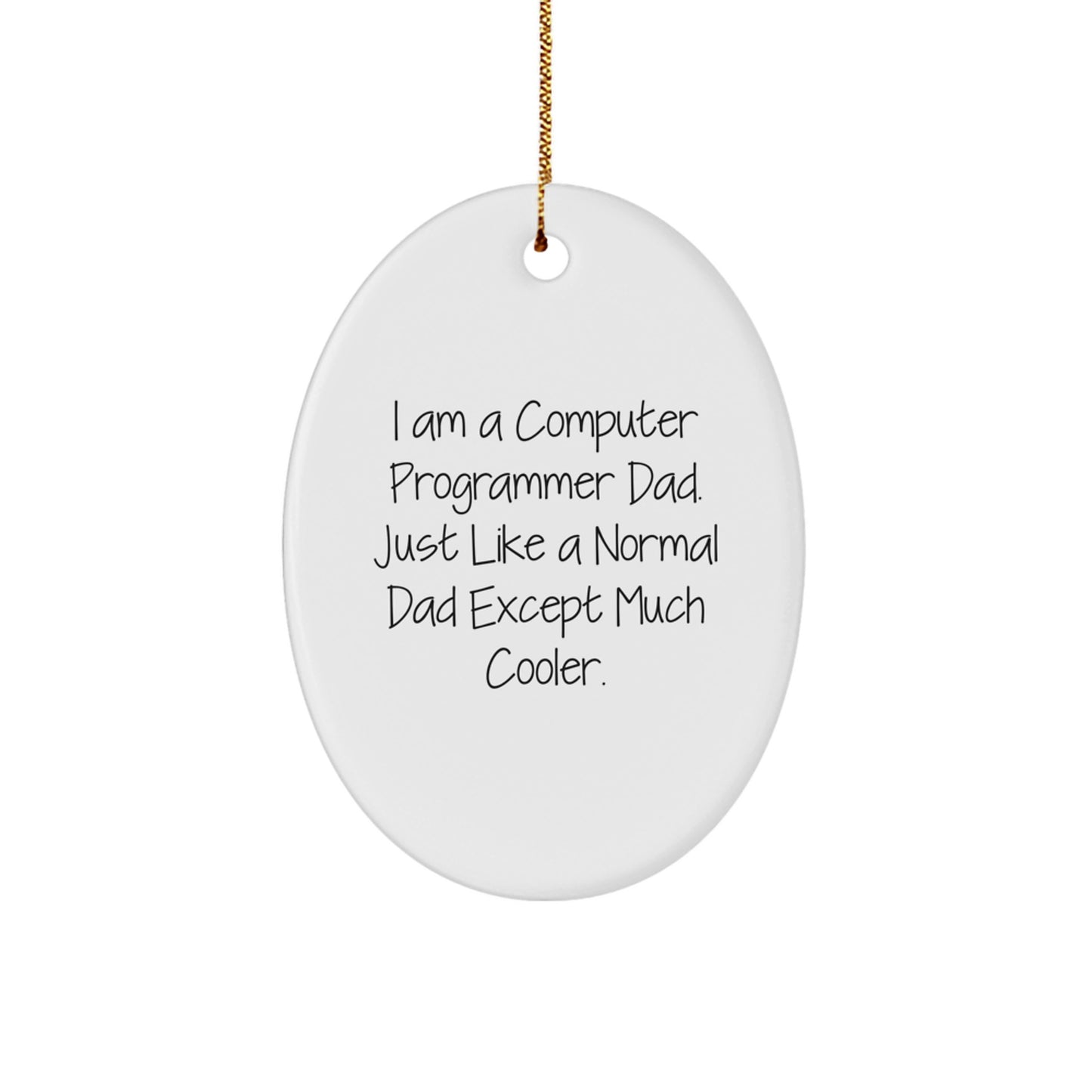 Computer Programmer Dad Gifts for Men Oval Ornament Funny Quote, Oval Shaped, White Color, Perfect for Christmas Unique Gifts from Family - Image 1