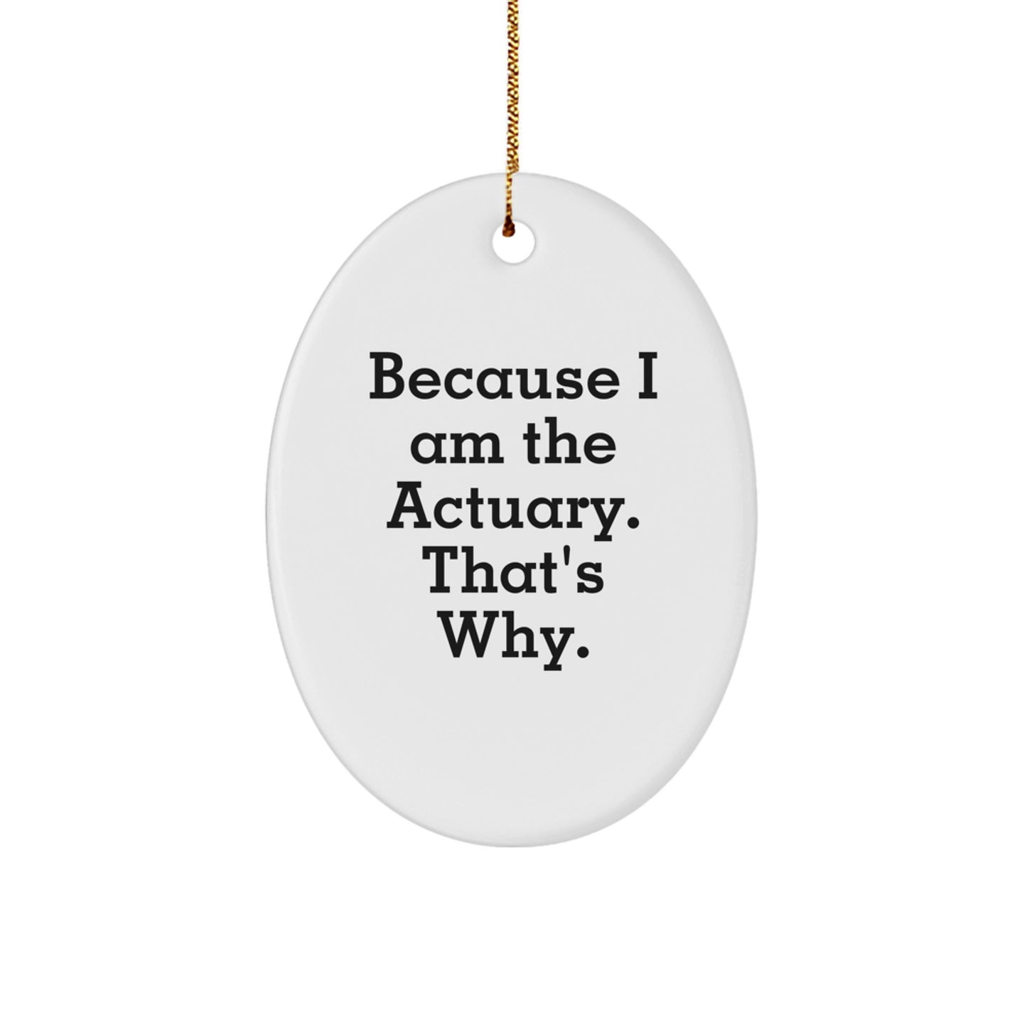 Funny Actuary Gifts - Oval Ornament Because I Am The Actuary. That's Why. Gifts from Family to Actuary Friends - Image 1