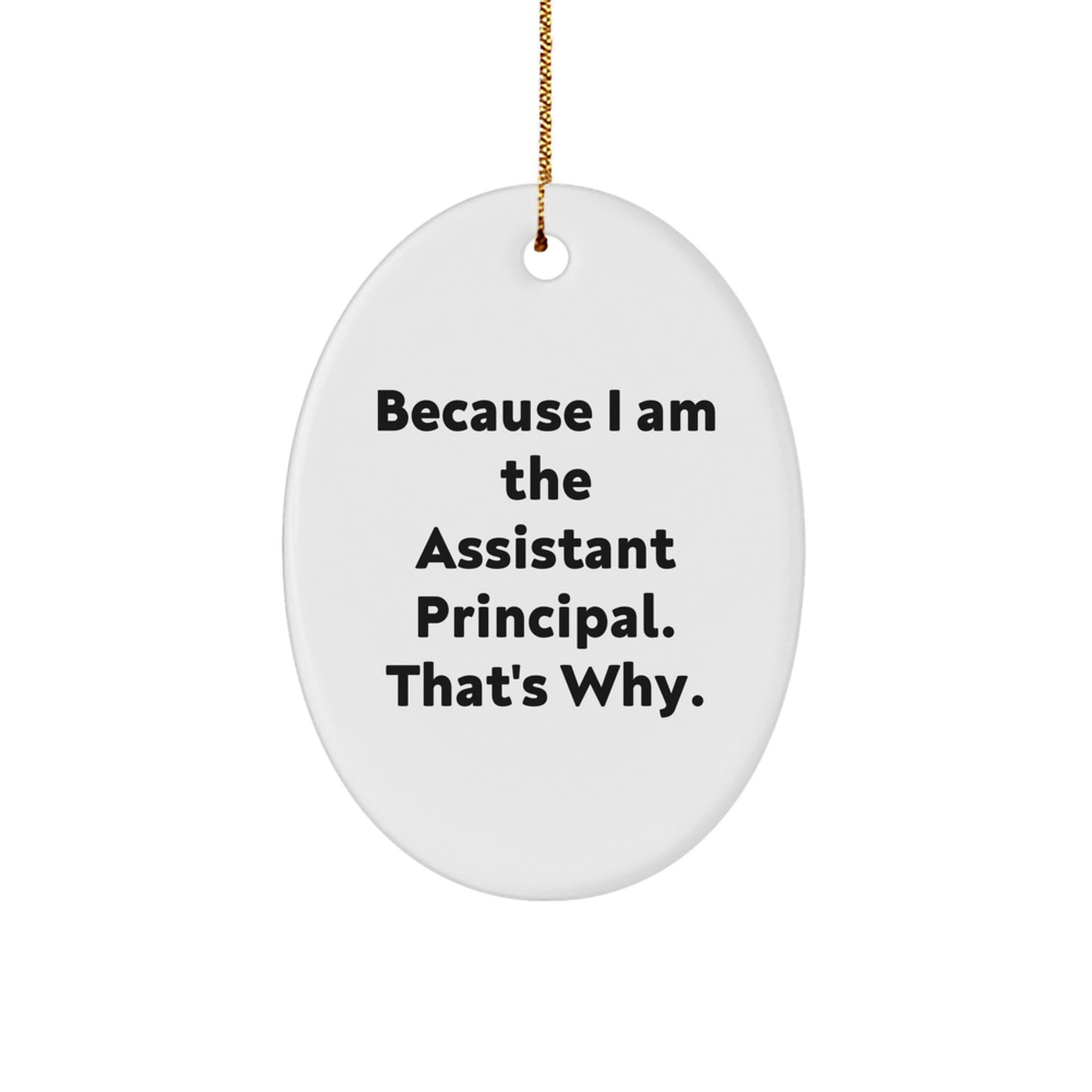 Funny Assistant Principal Gifts from Friends for Christmas Unique Oval Ornament Because I Am The Assistant Principal That's Why - Image 1