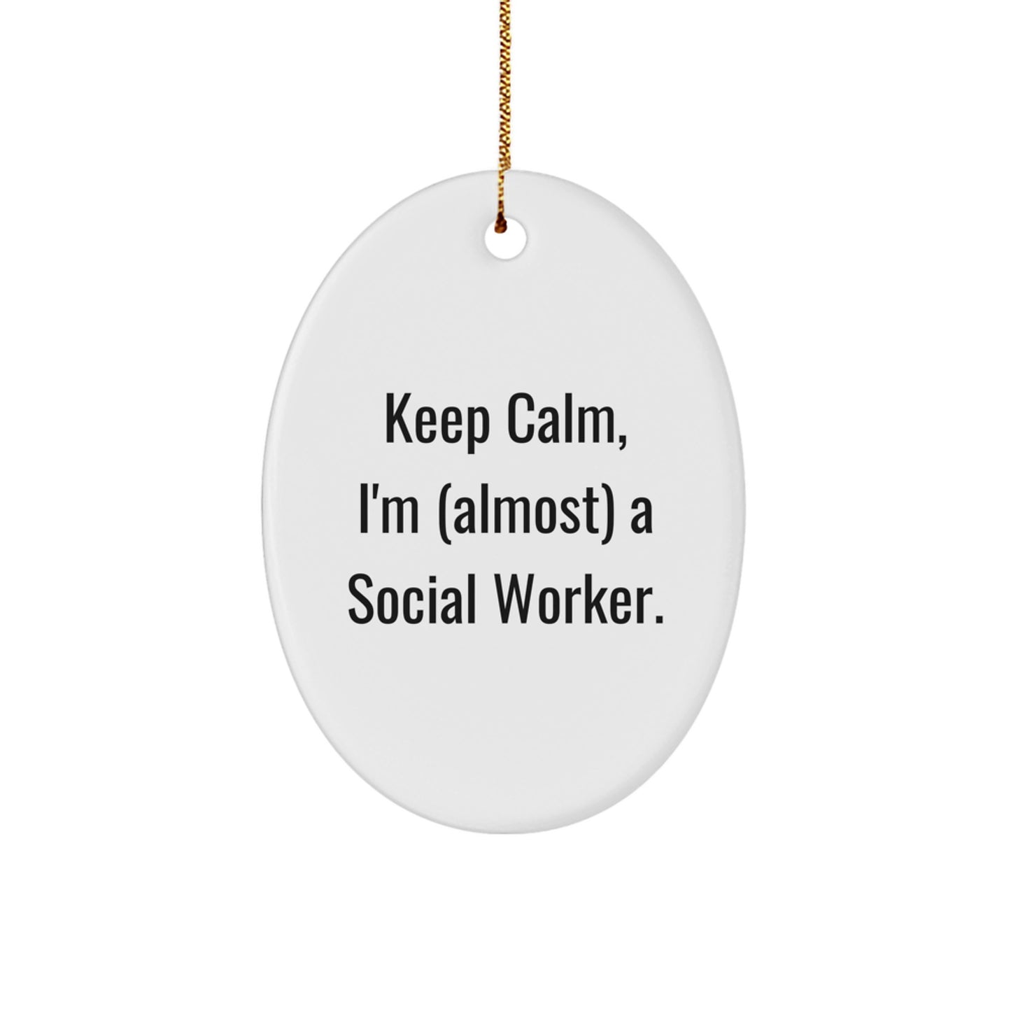 Funny Social Worker Oval Ornament, Gifts from Family to Social Worker, Christmas Unique Gifts for Social Worker Men Women - Image 1