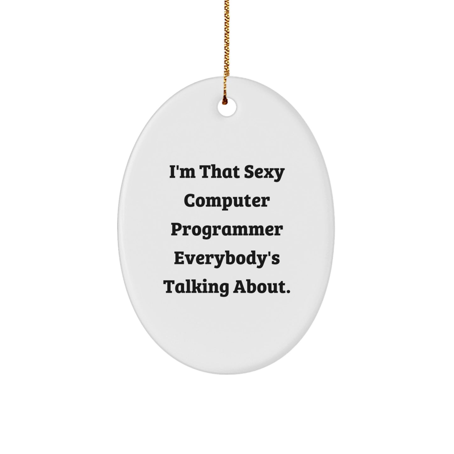 Computer Programmer Oval Ornament Funny Quote Gifts for Men from Friends at Christmas - Image 1