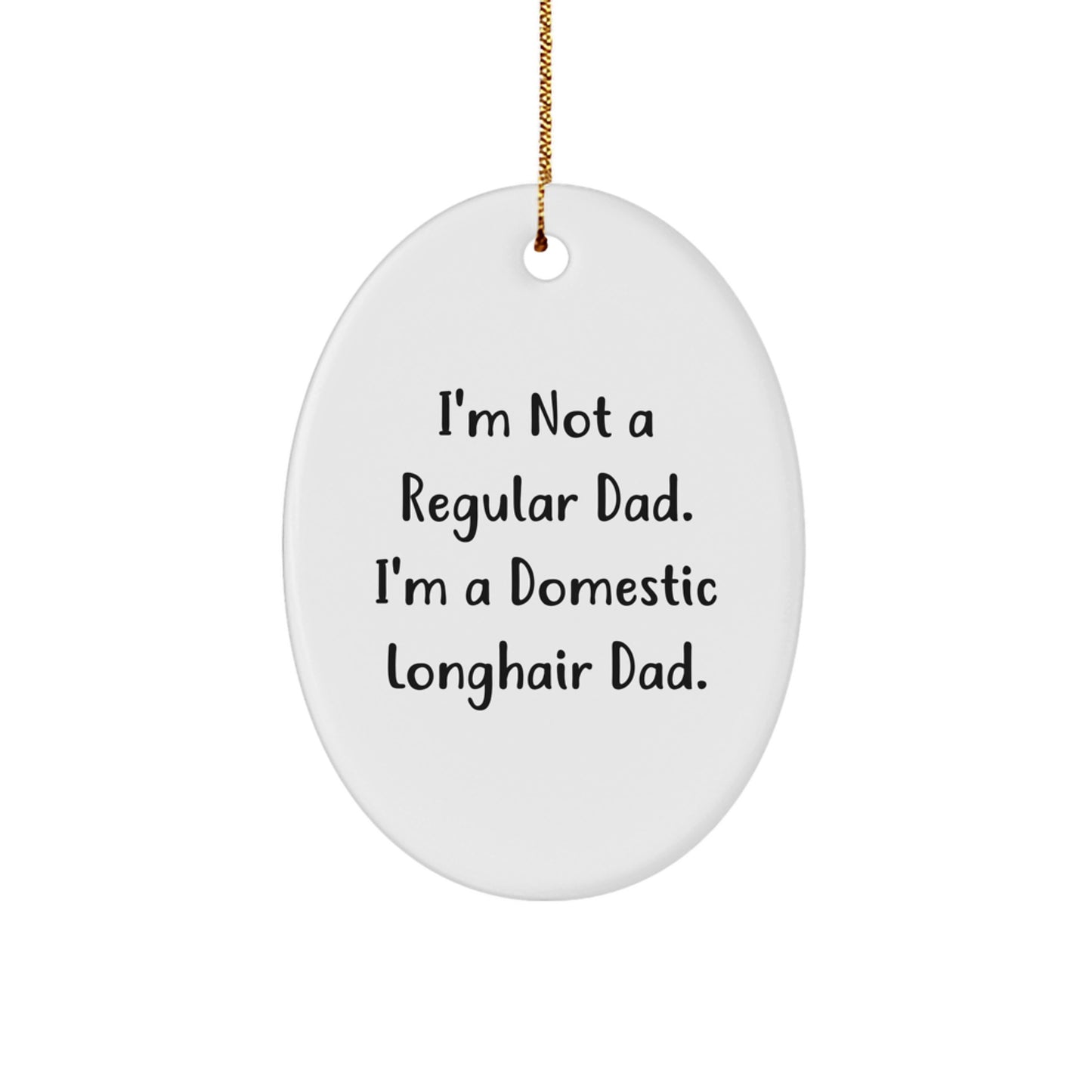 Funny Domestic Longhair Cat Gifts from Men to Fathers for Christmas Unique Ornaments Oval Shaped - Image 1