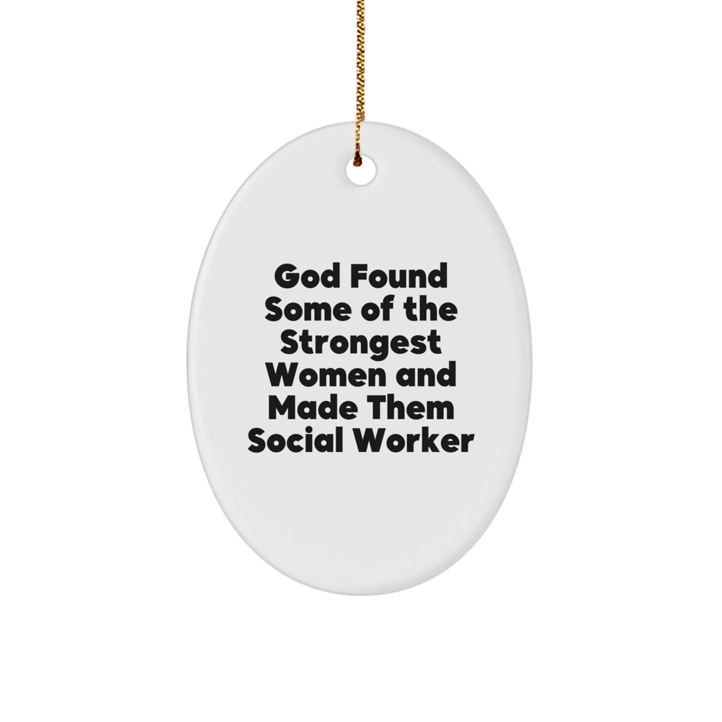 Funny Social Worker Gifts from Friends for Women Oval Ornament, Christmas Unique Presents for Social Worker Appreciation - Image 1