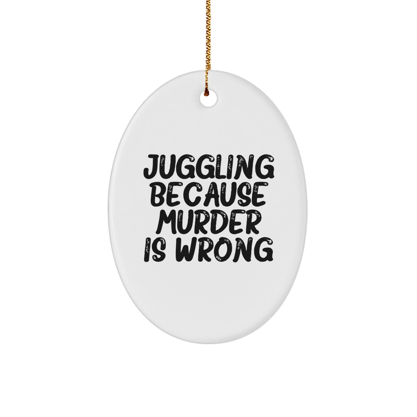 Funny Juggling Oval Ornament for Men, Gifts from Dad to Juggling Friend, Unique Christmas Decorations - Image 1