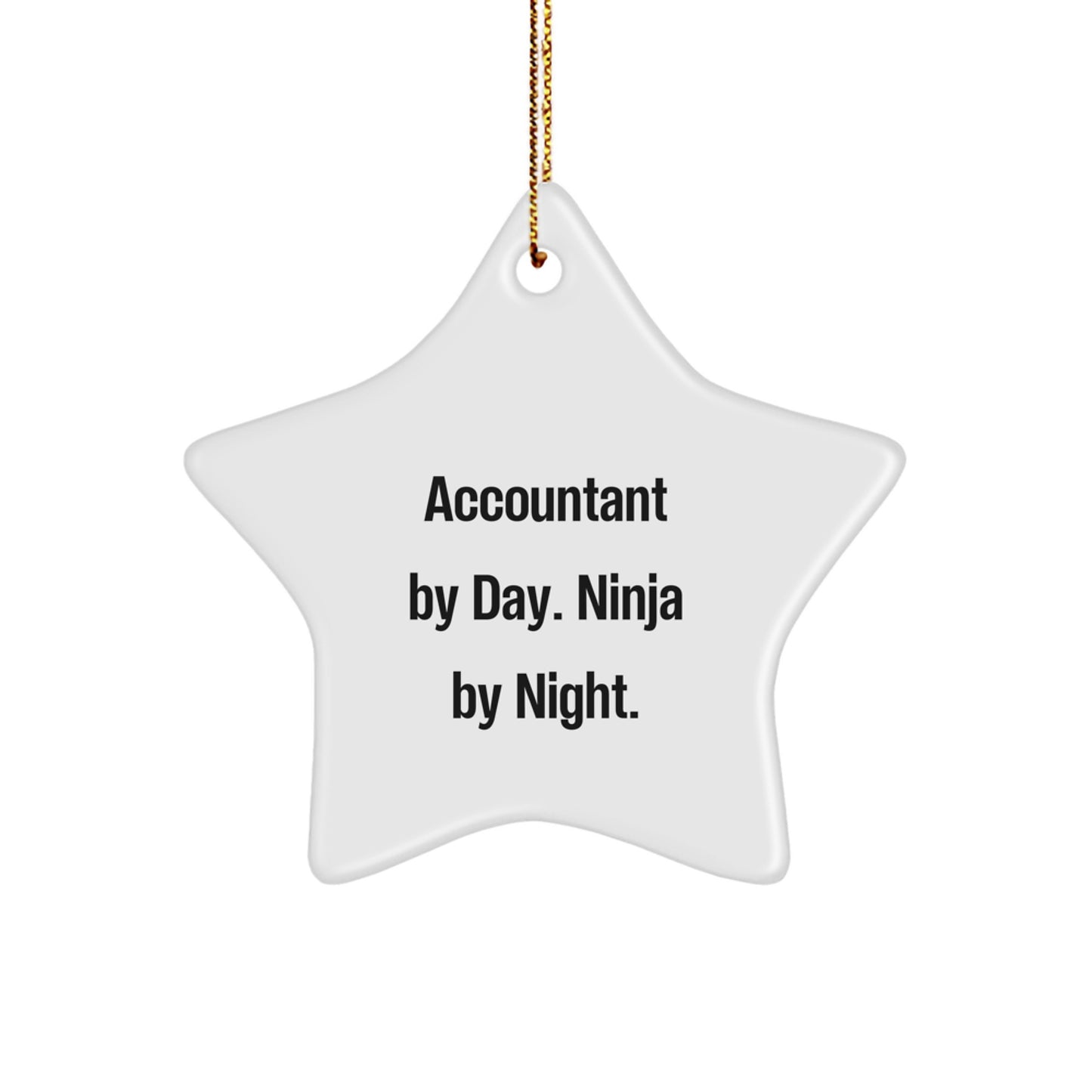 Accountant Gifts for Christmas Star Ornament 'Accountant By Day. Ninja By Night.' Funny White Star Shaped Home Decor Gift from Friends - Image 1