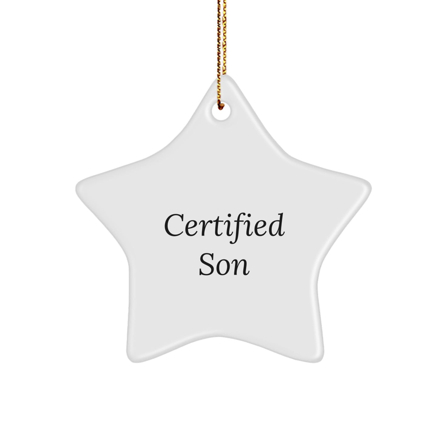 Funny Quote Son Gifts from Mom, Star Ornament for Christmas Unique Gifts to Son, Certified Son - Image 1