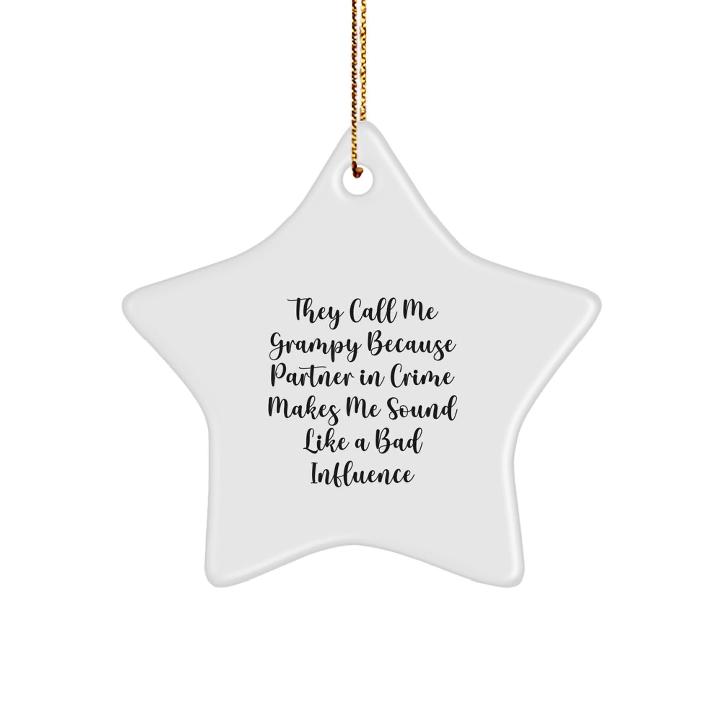 Funny Grampy Gifts for Men, Partner in Crime Humorous Star Ornament, Christmas Unique Gifts from Friends and Family - Image 1