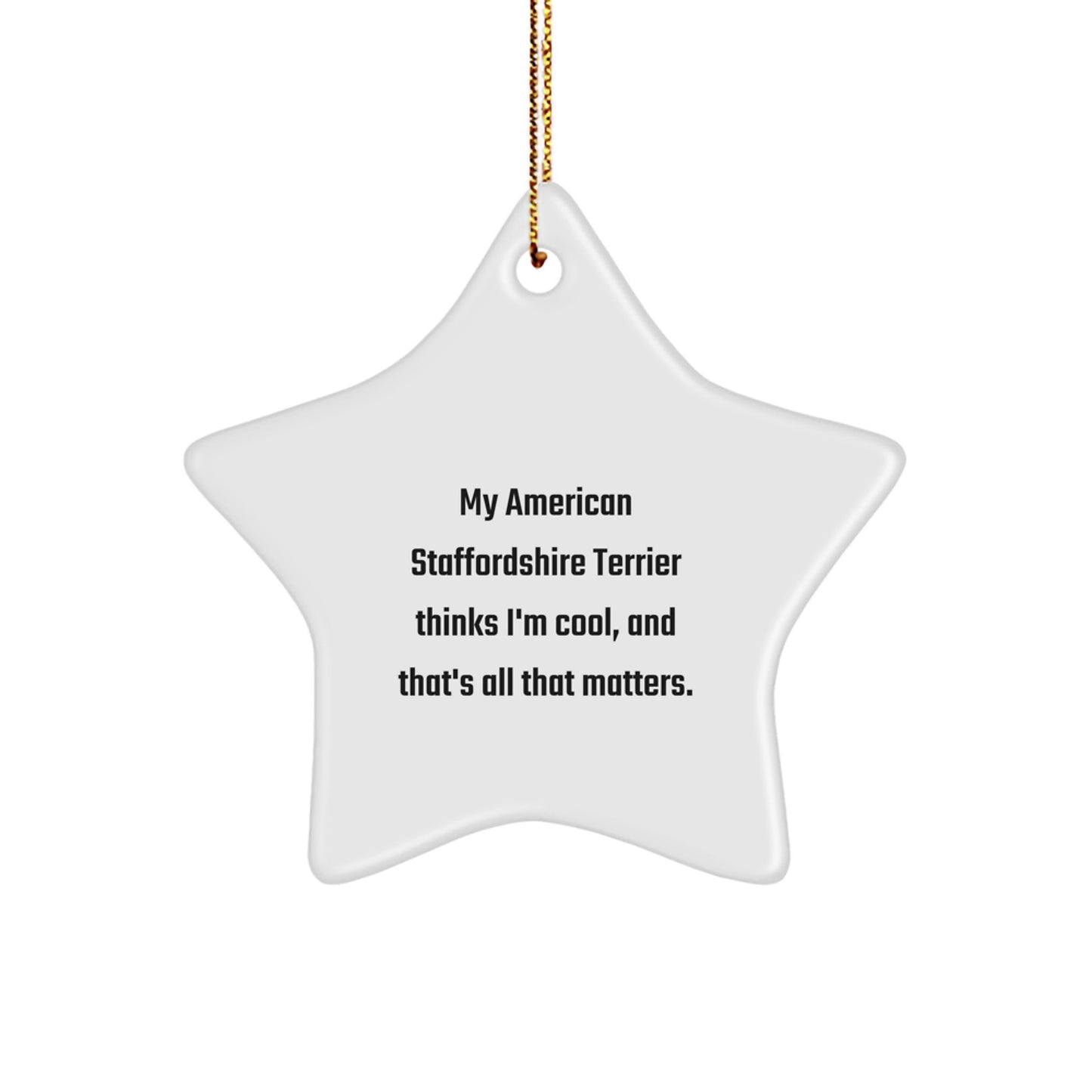 American Staffordshire Terrier Star Ornament Gift Friend thinks I'm cool - Image 1