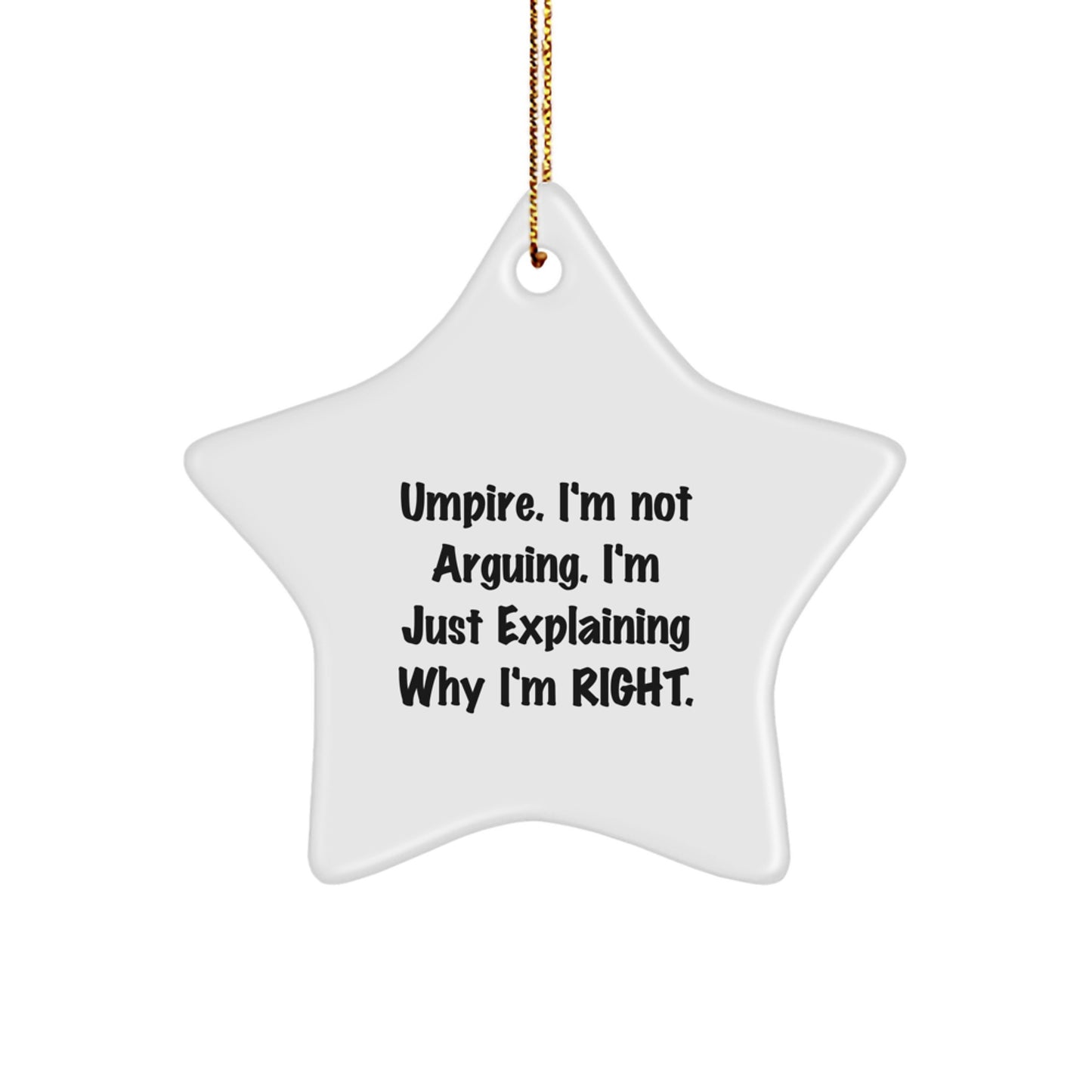 Umpire Gifts from Family - Funny Star Ornament, 'I'm Not Arguing. I'm Just Explaining Why I'm Right.' Christmas Unique Presents for Umpire Friends and Coworkers - Image 1