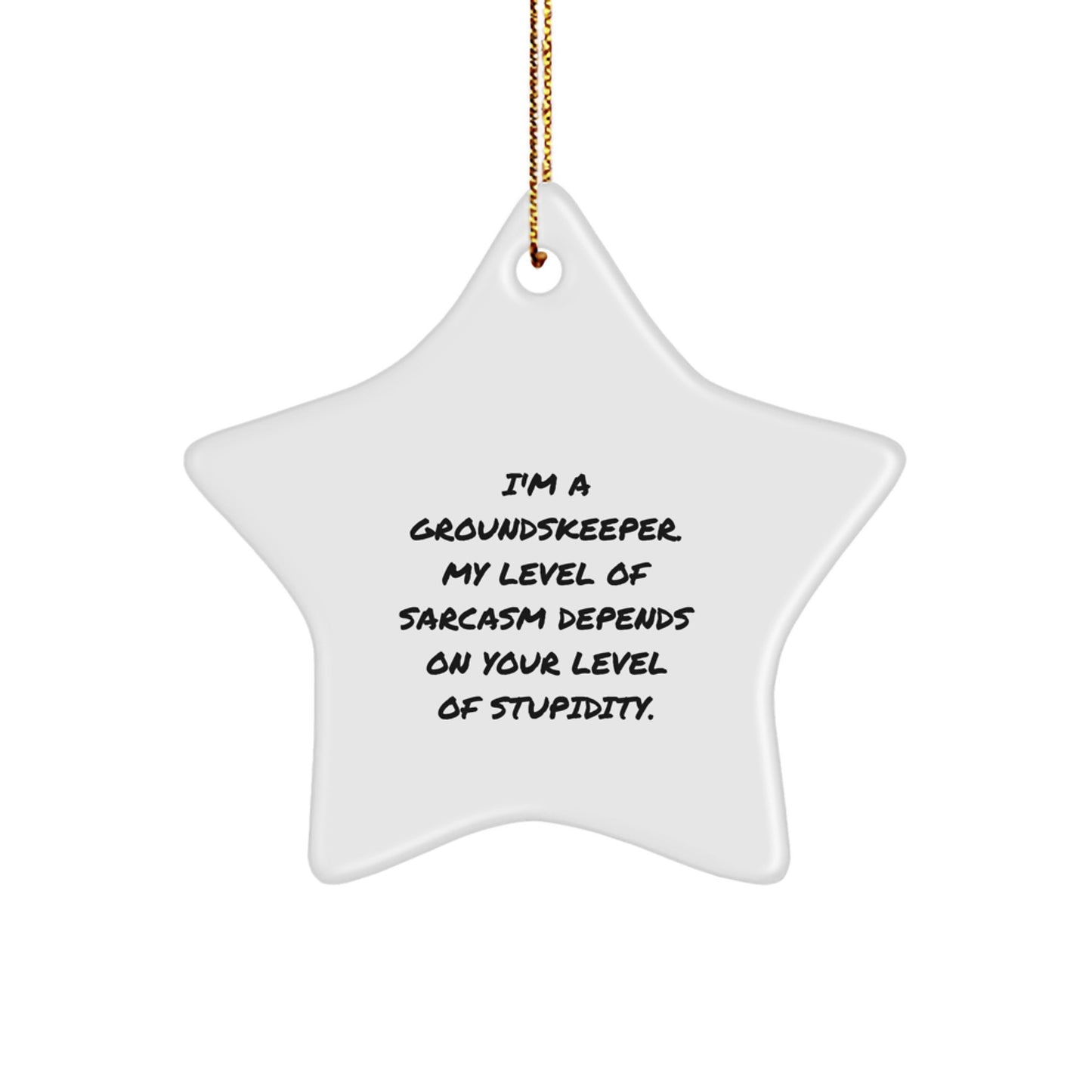 Funny groundskeeper Gifts from Men to groundskeeper Friends on Christmas Unique Decorations Star Ornament with Sarcasm Humor Quote - Image 1