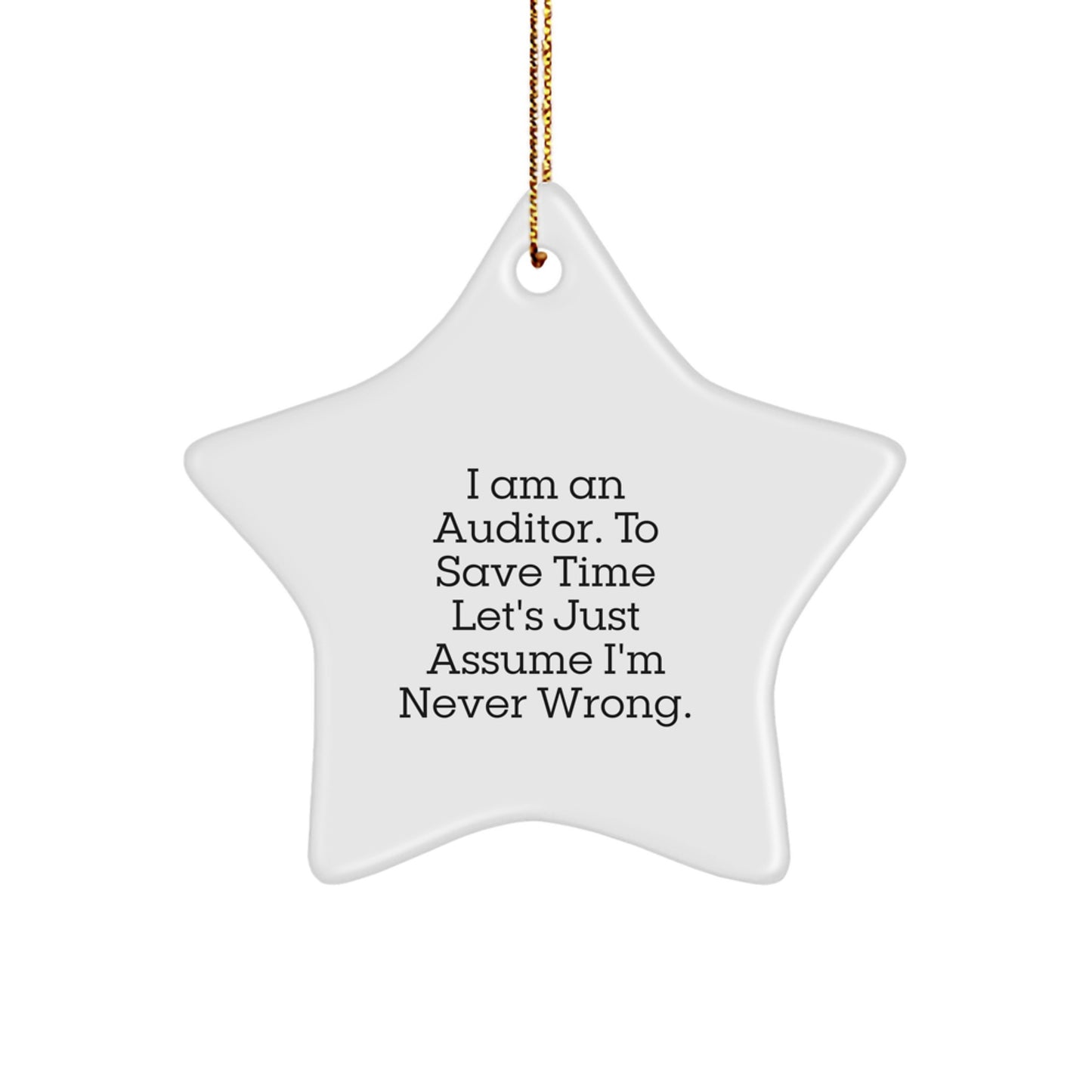 Funny Gifts from Men for Auditors - Christmas Unique Star Ornaments with Inspirational Quote - White Star Shaped Auditor Gifts for Men - Image 1