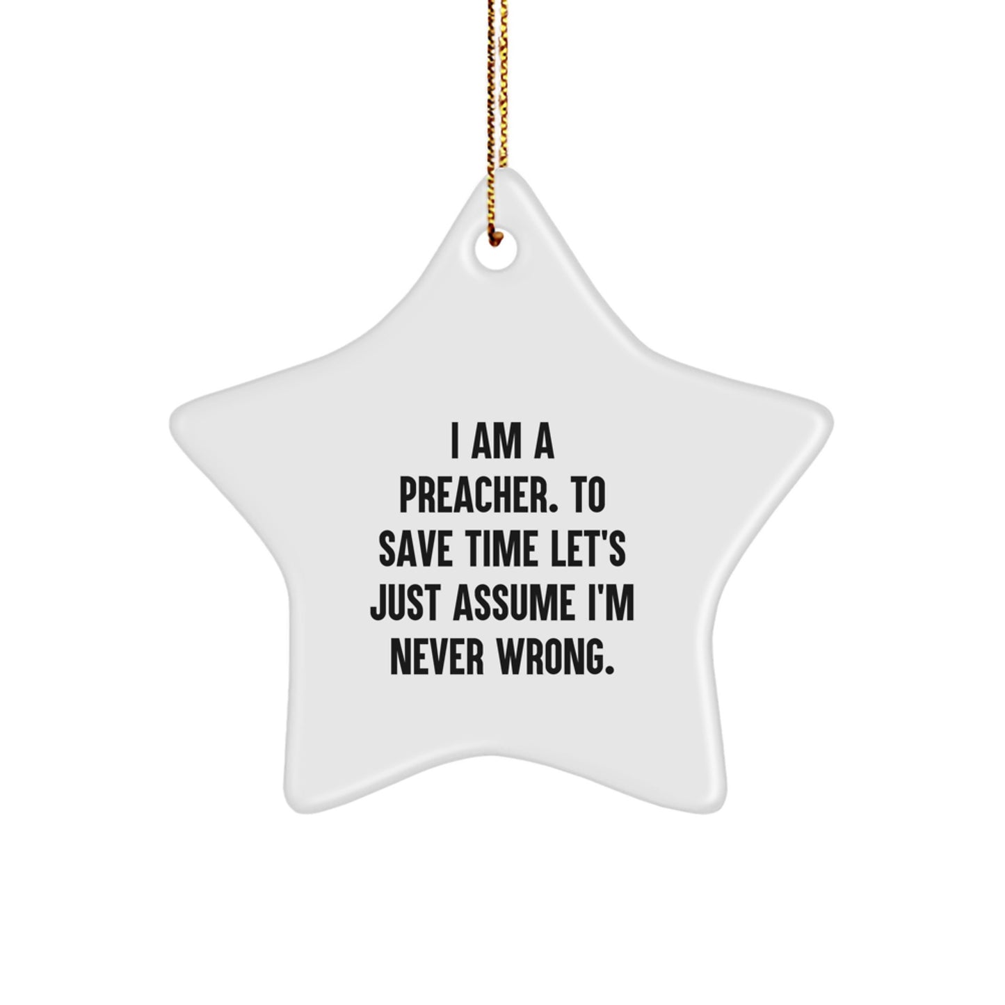 Funny Preacher Gifts from Friends - Preacher Star Ornament for Christmas Unique Presents - Image 1