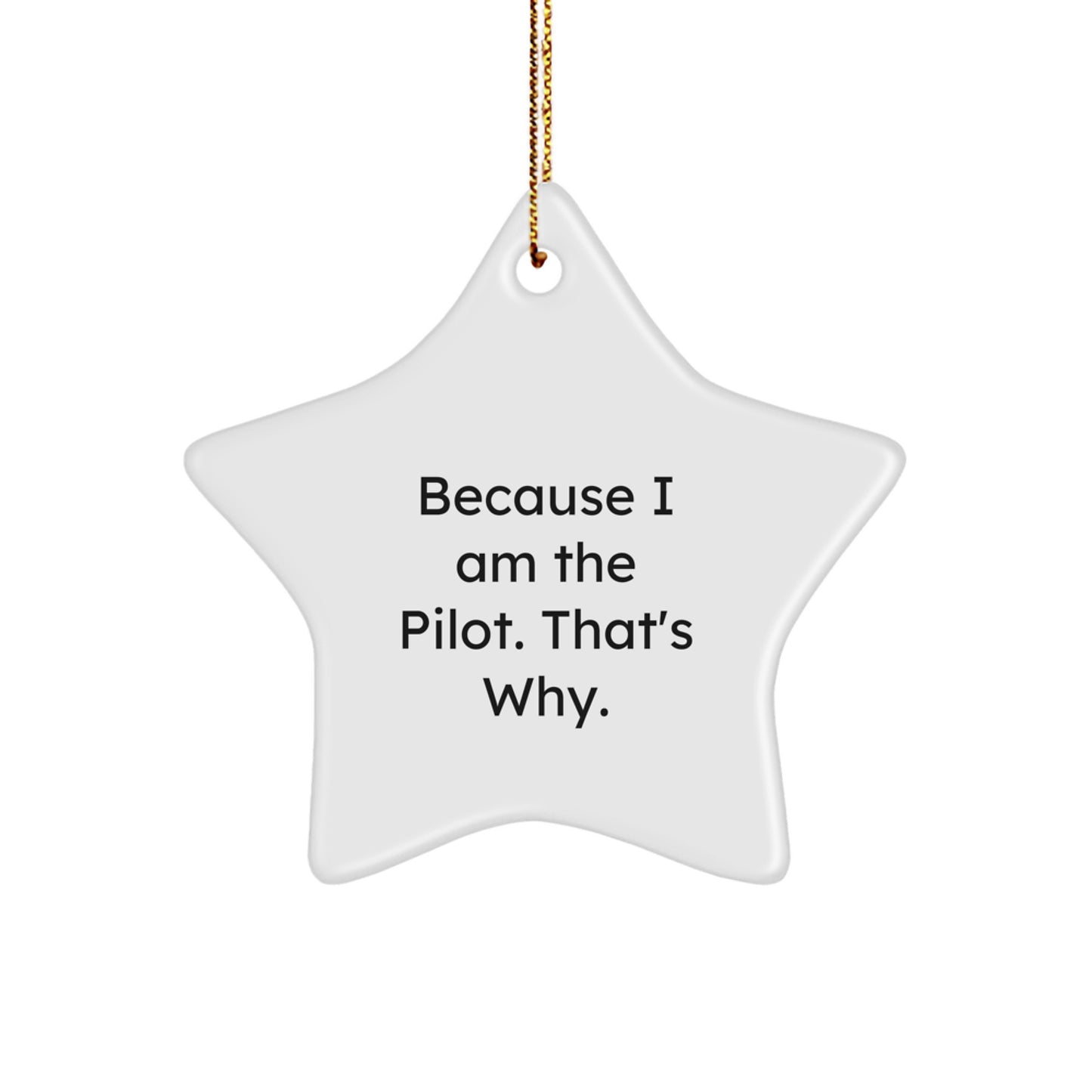 Funny Pilot Gifts from Men to Friends Christmas Unique Star Ornament for Home Decor Because I Am The Pilot. That's Why. - Image 1
