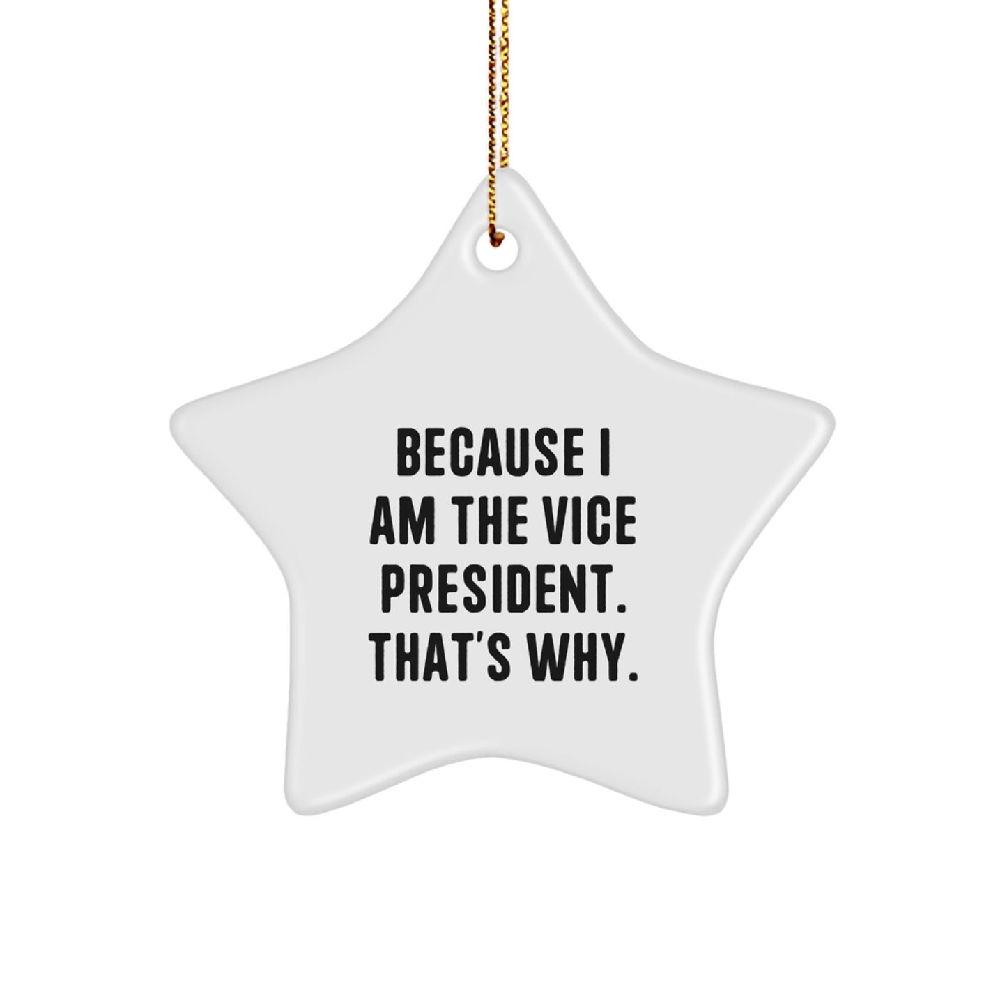 Funny Vice President Gifts for Men, Star Ornament with Because I Am The Vice President. That's Why., Gifts from Friends to Vice President, Christmas Unique Gifts - Image 1