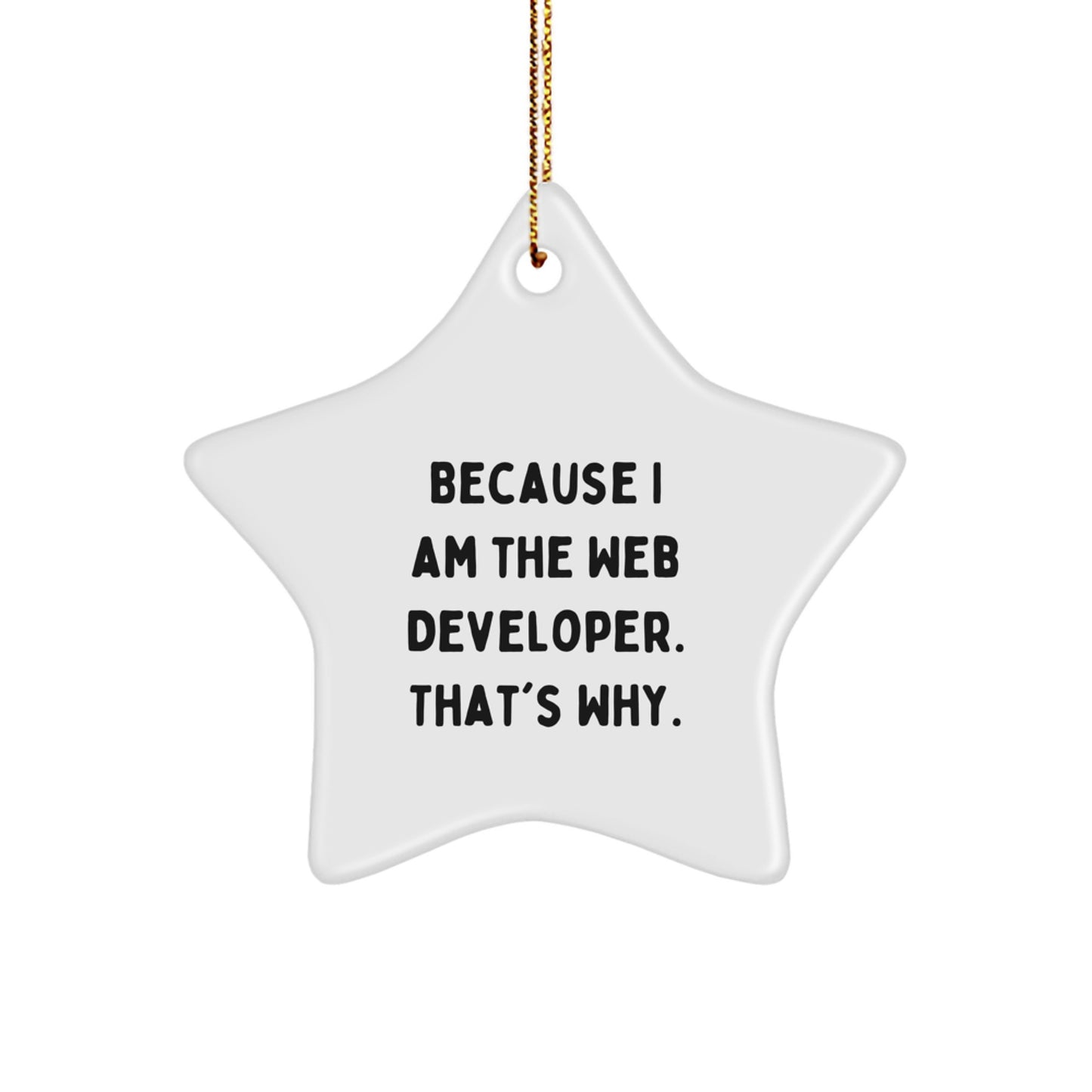 Funny Web Developer Gifts from Men to Web Developers - Star Ornament for Christmas Unique Gifts - Because I Am The Web Developer, That's Why! - Image 1