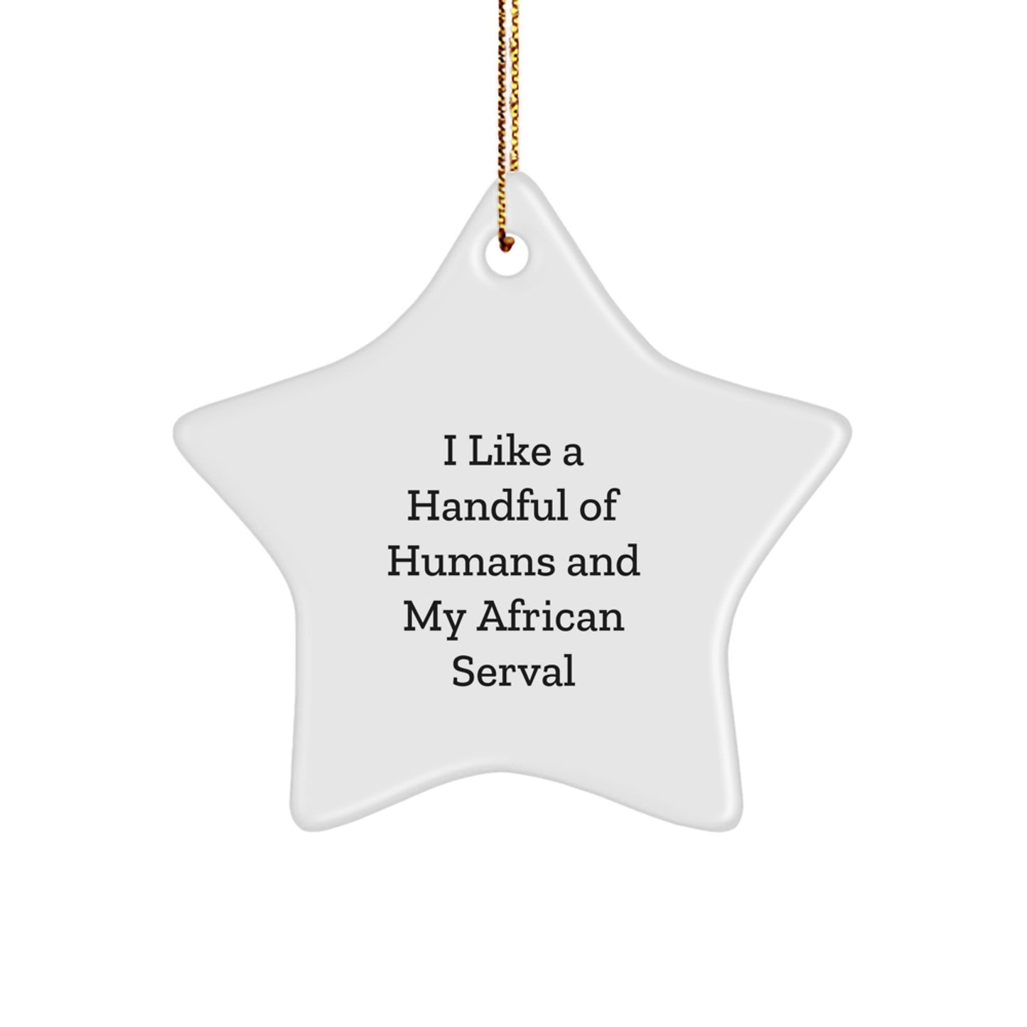 African Serval Cat Star Ornament Funny Quote Christmas Unique Gifts from Family, Gifts for African Serval Cat Lovers - Star Shaped Decor, I Like A Handful Of Humans And My African Serval - Image 1