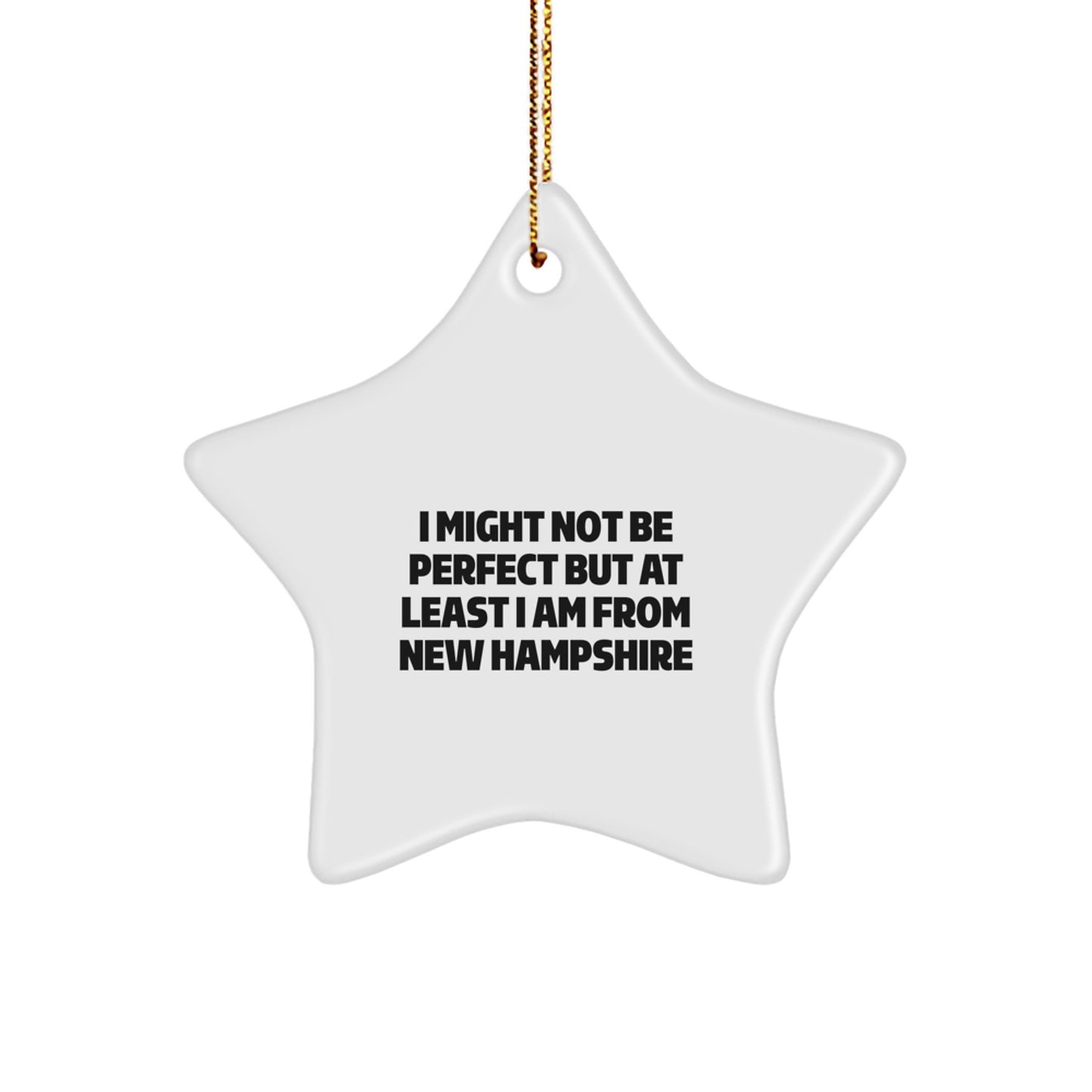 Funny New Hampshire Gifts from Friends and Family, Unique Star Ornament for Christmas in White Color - Image 1