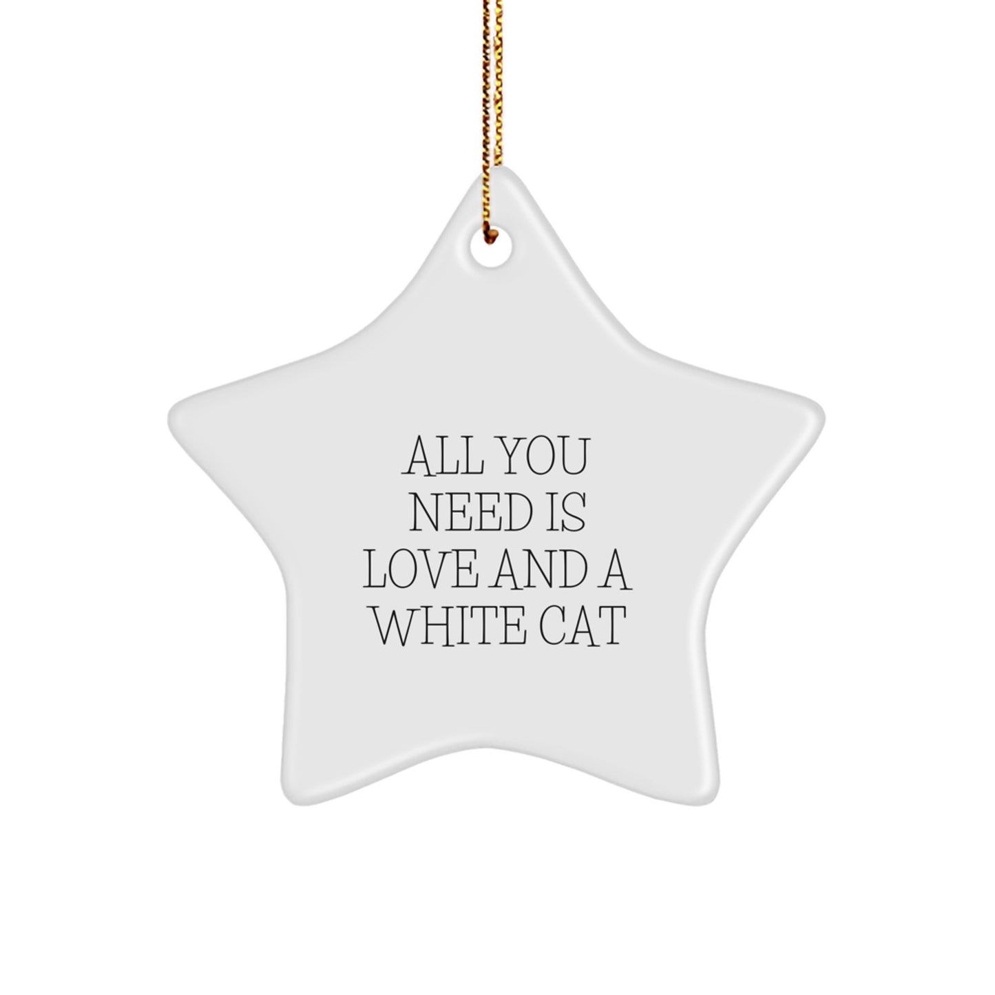 Funny White Cat Star Ornament Gifts for Women from Family - Christmas Unique Presents for Cat Lovers - Image 1